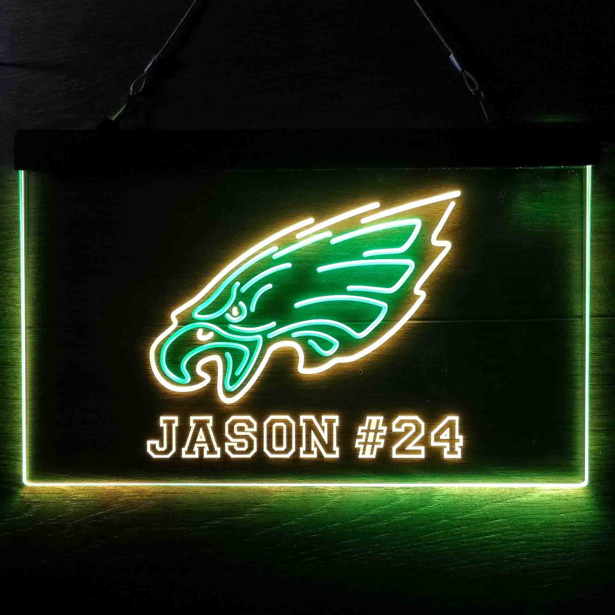 Personalized Philadelphia Eagles Team Number Neon-Like LED Sign - ProLedSign