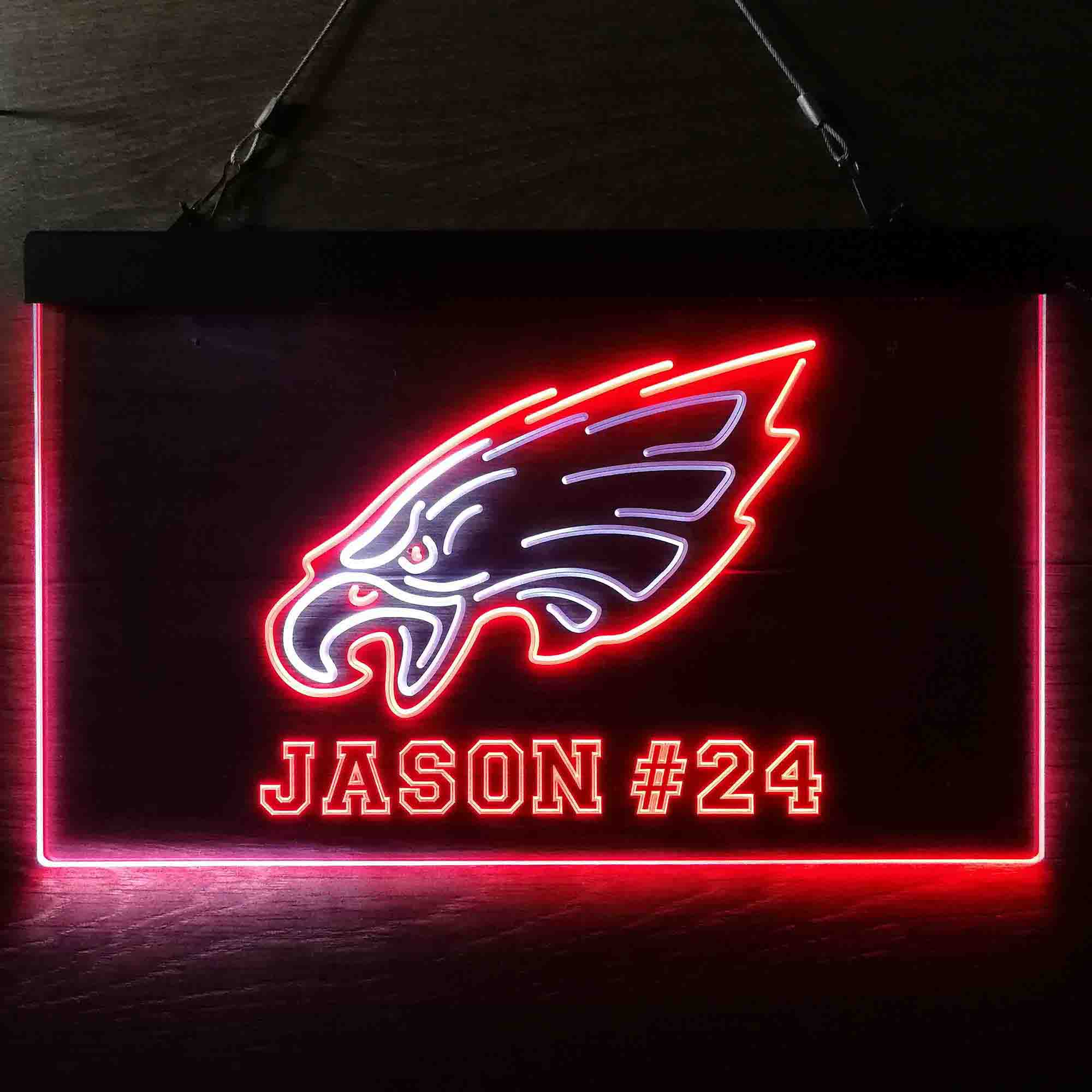 Personalized Philadelphia Eagles Team Number Neon-Like LED Sign
