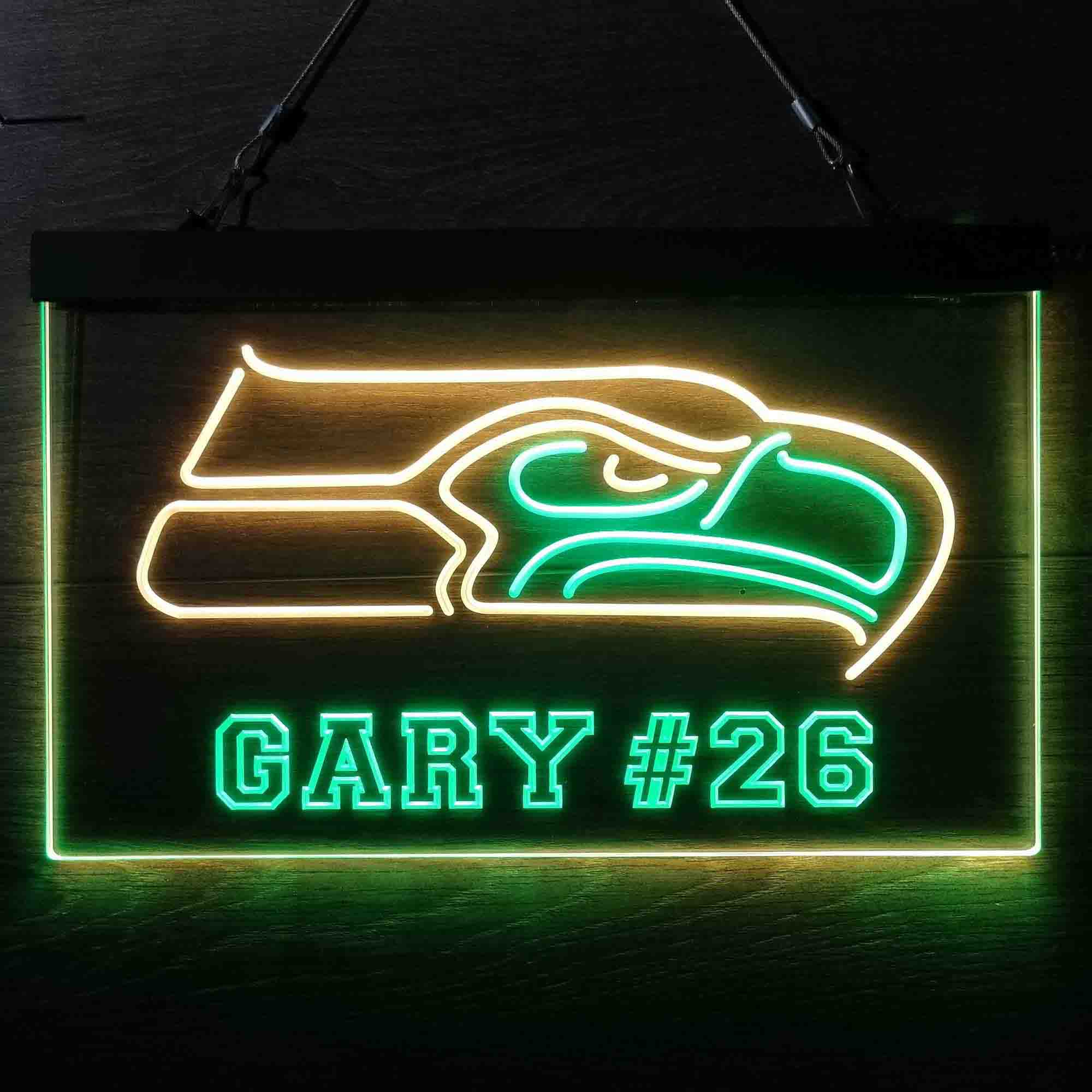 Personalized Seattle Seahawks Team Number Neon-Like LED Sign