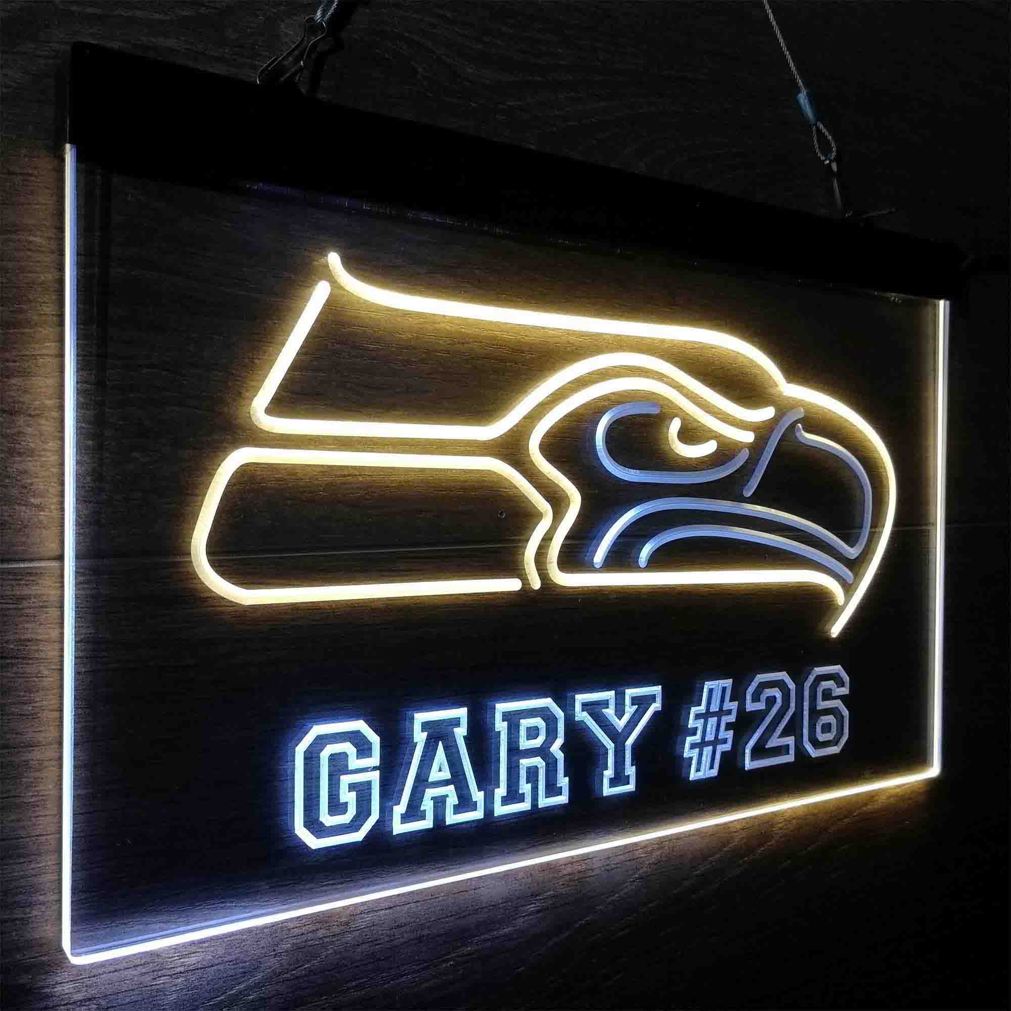 Personalized Seattle Seahawks Team Number Neon-Like LED Sign - ProLedSign