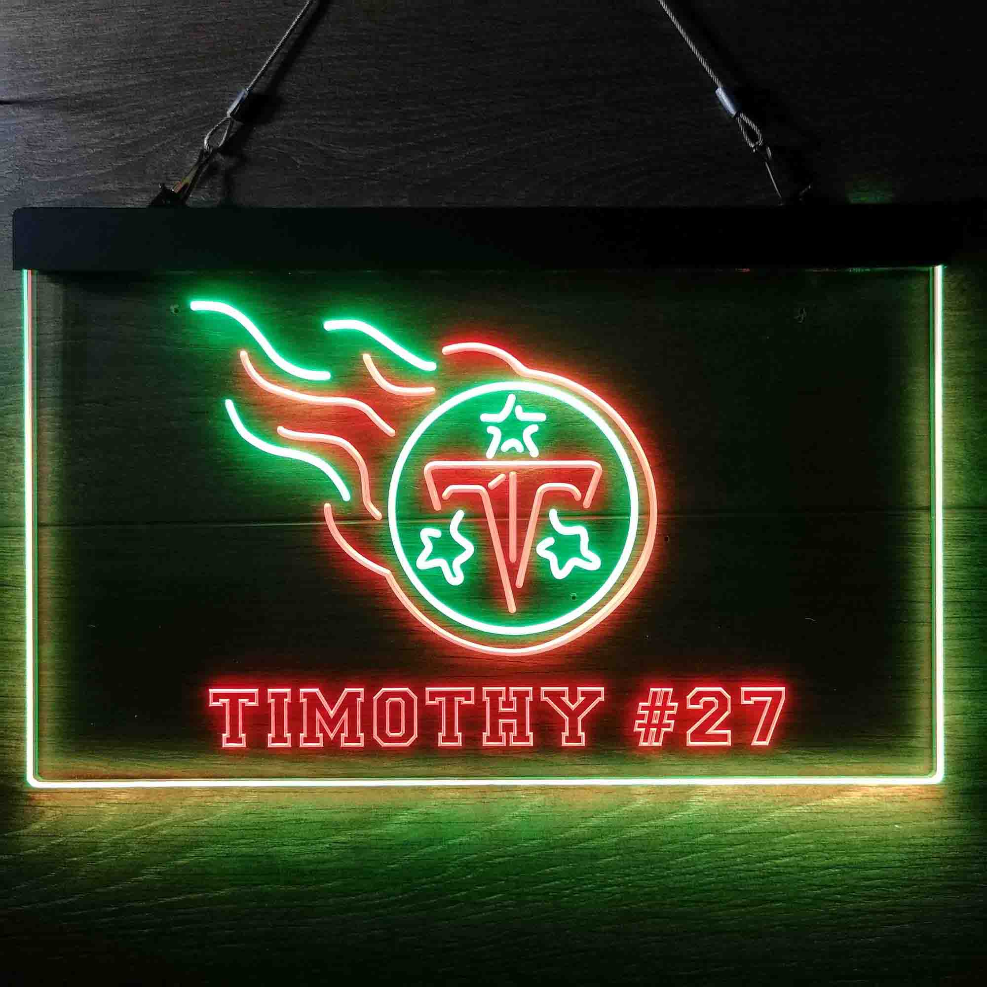 Personalized Red Tennessee Titans Team Number Neon-Like LED Sign