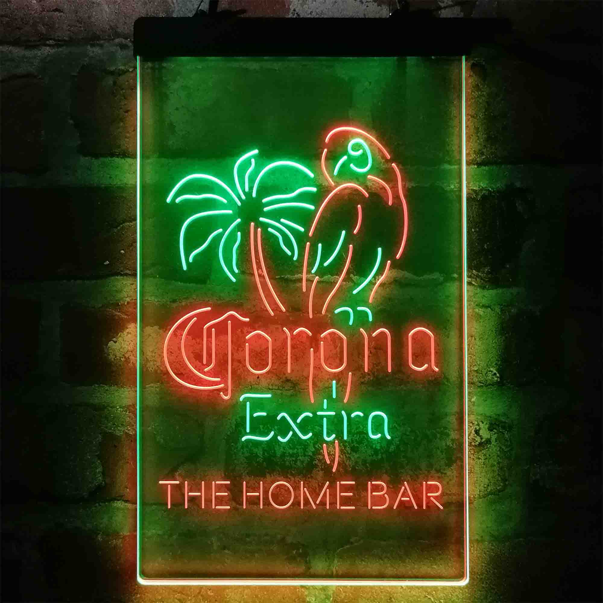 Personalized Corona Extra Parrot Bird Palm Tree Neon-Like LED Sign - Custom Wall Decor Gift
