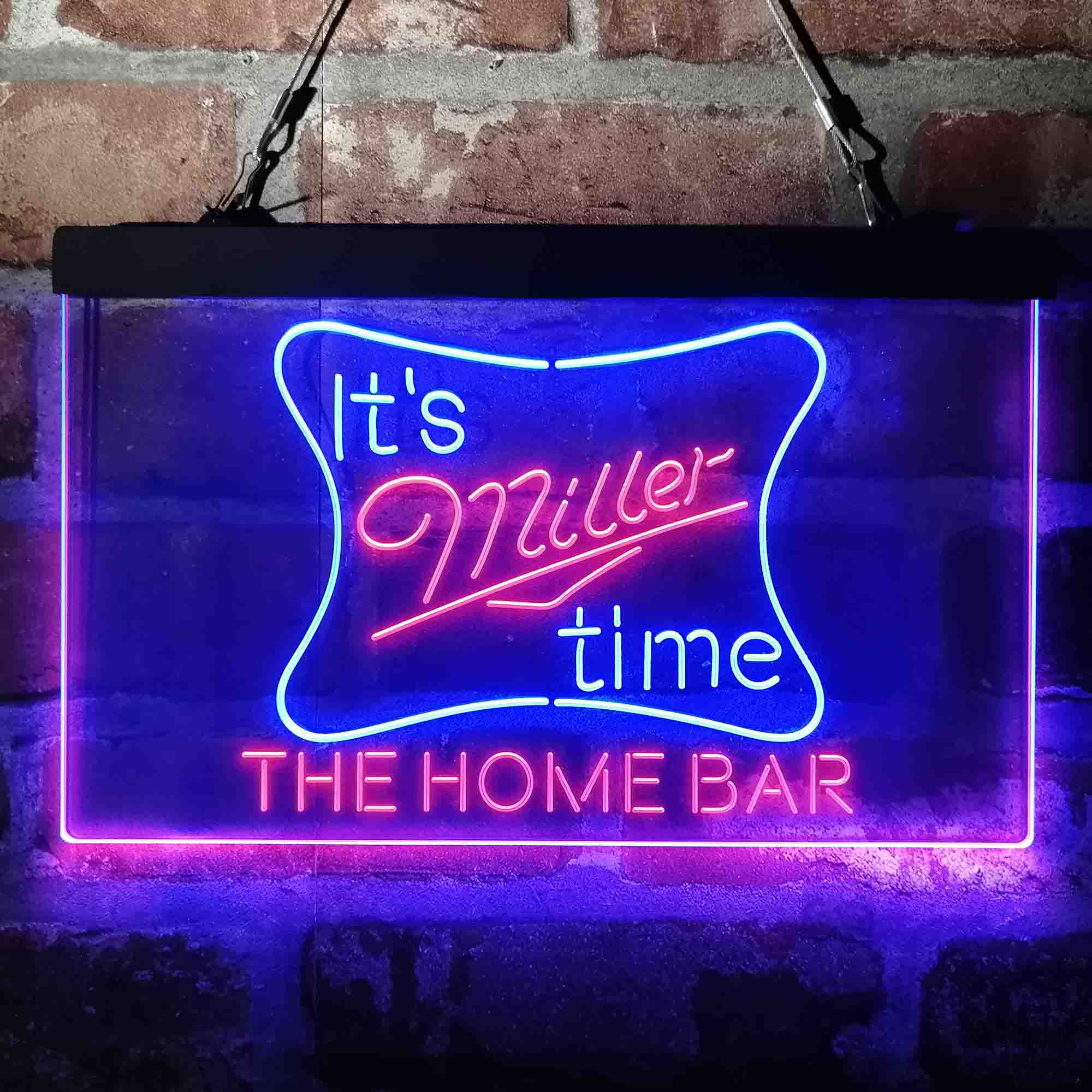 Personalized It's Miller Time Home Bar Neon LED Sign