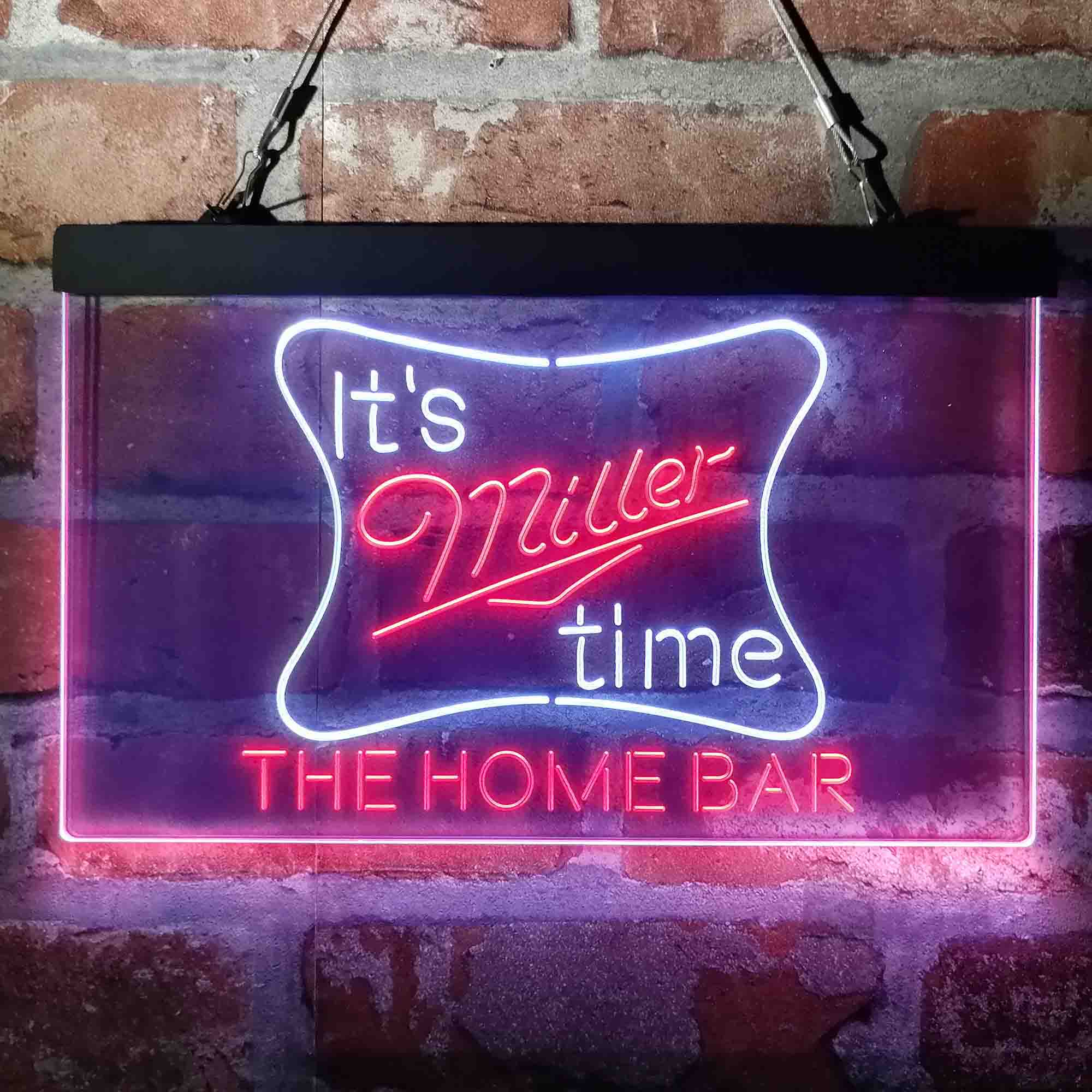 Personalized It's Miller Time Home Bar Neon LED Sign