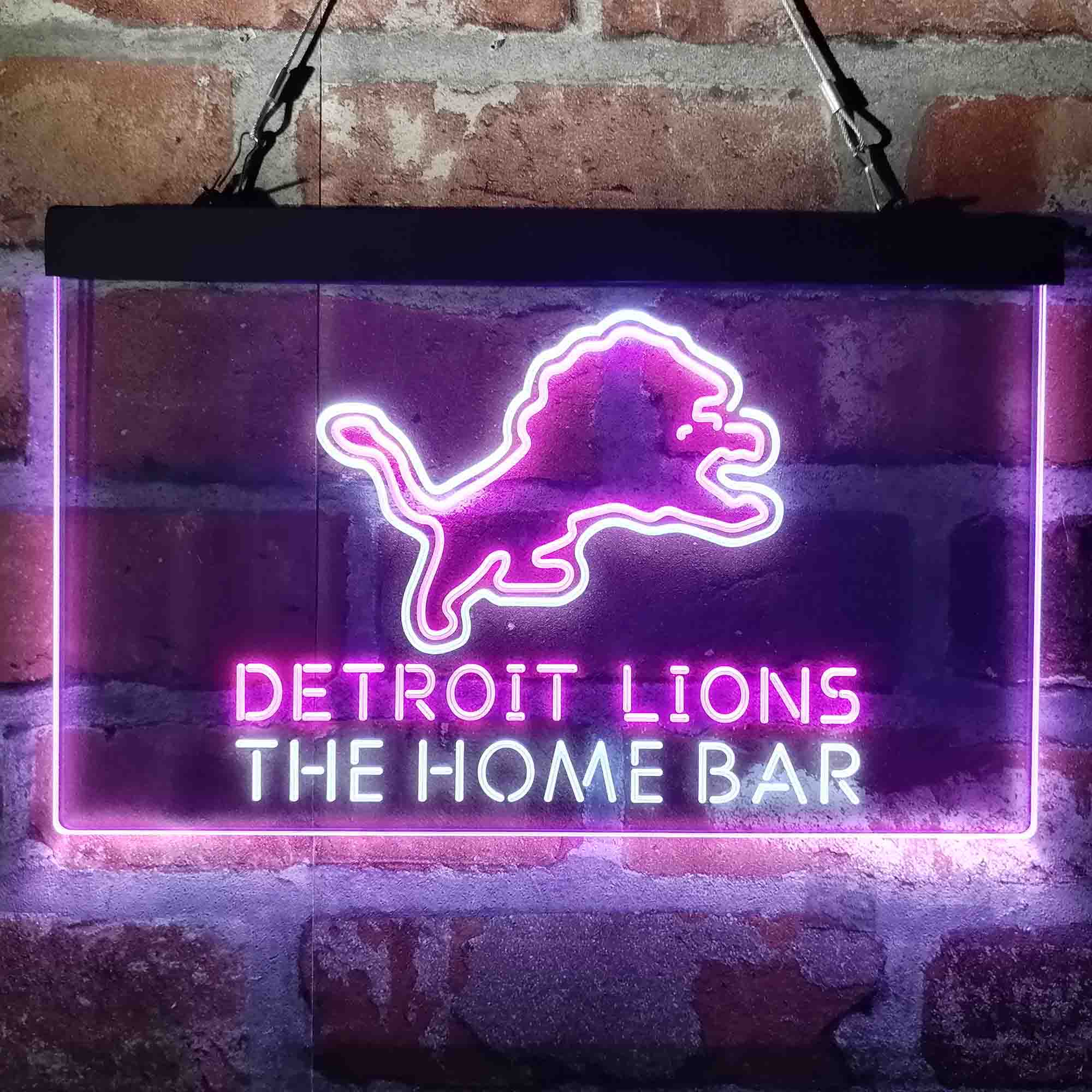 Detroits Lion Football Bar Custom Personalized Neon-Like LED Sign