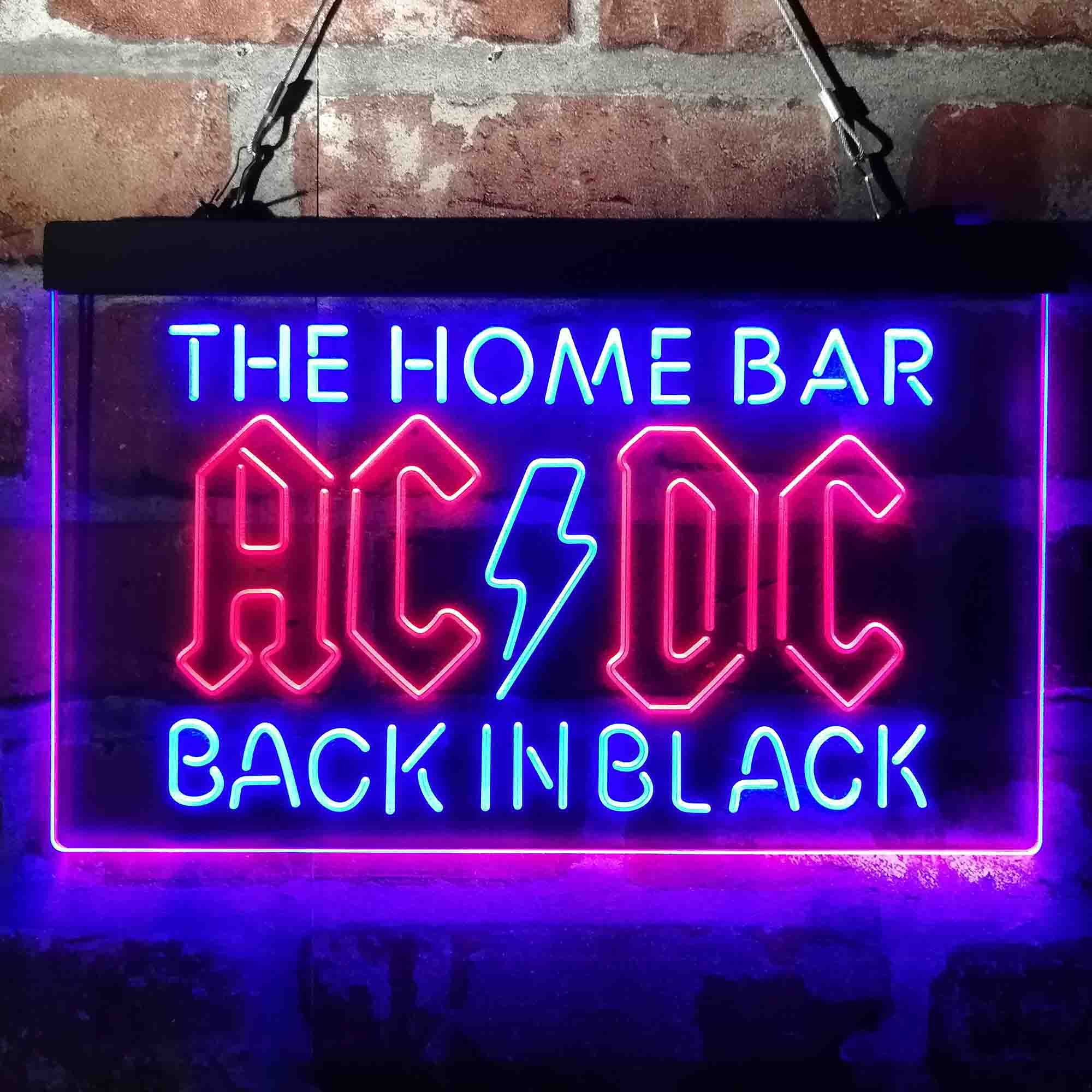 Personalized AC/DC Back in Black Home Bar Neon-Like LED Sign - Custom Wall Decor Gift