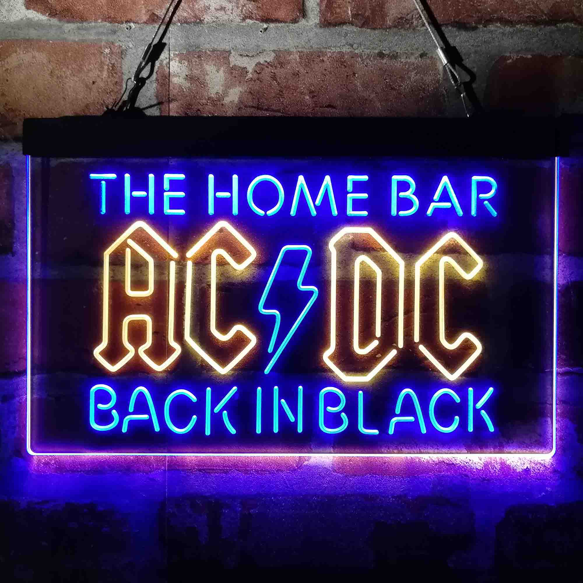 Personalized AC/DC Back in Black Home Bar Neon-Like LED Sign - Father's ...