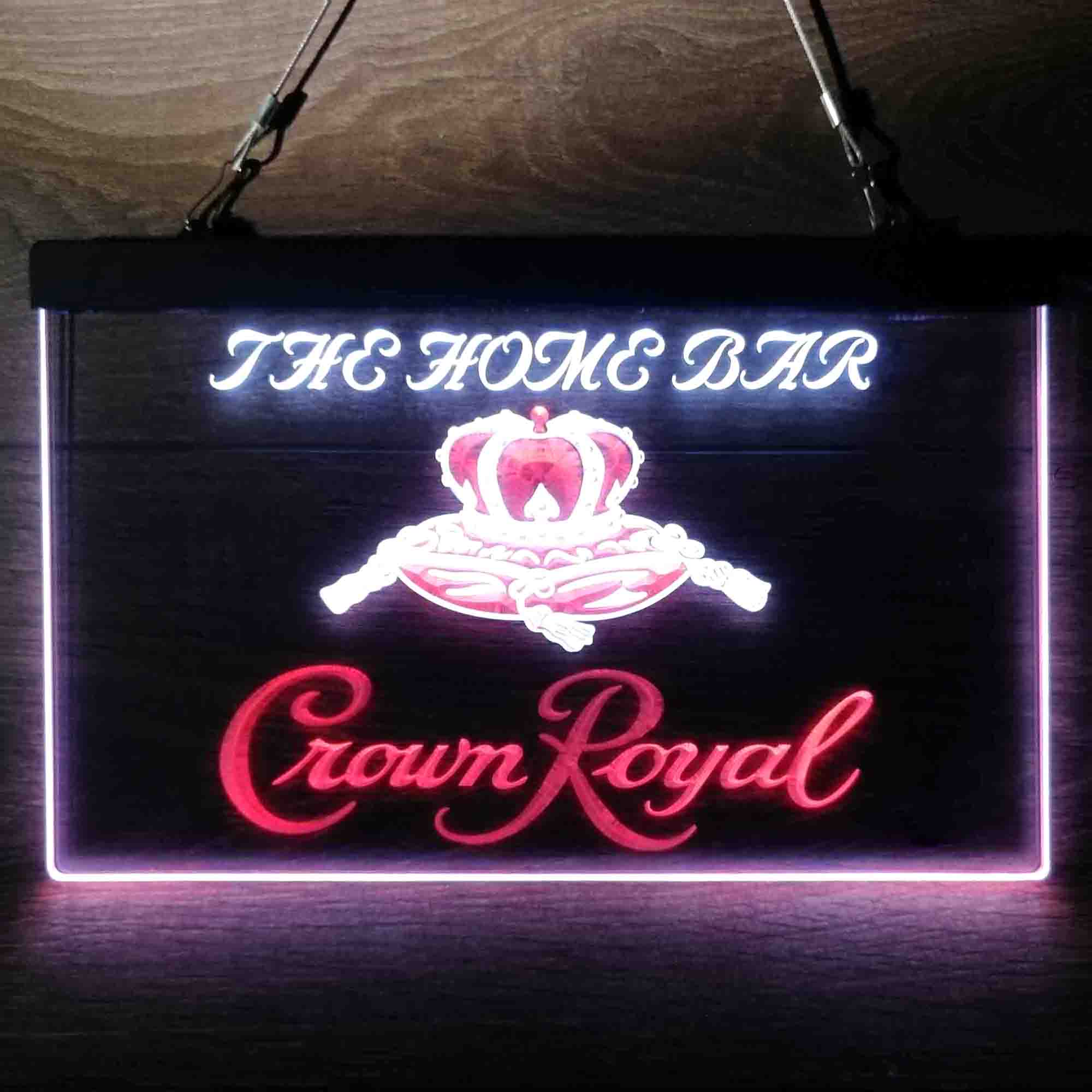 Custom Personalized Crown Royal Beer Bar Dual Color LED Neon Sign