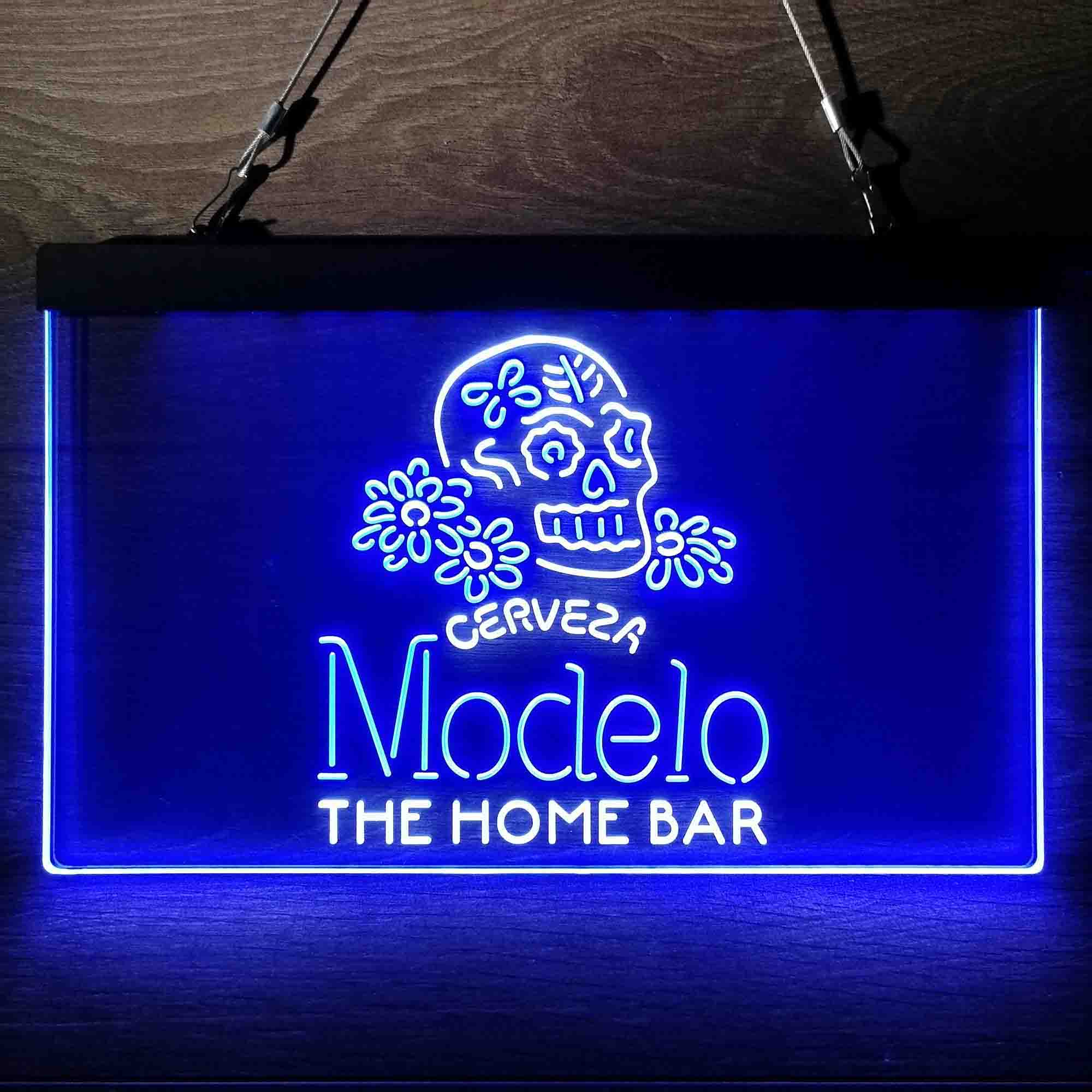 Personalized Cerveza Modelo Skull Neon-Like LED Sign - Custom Wall Decor Gift
