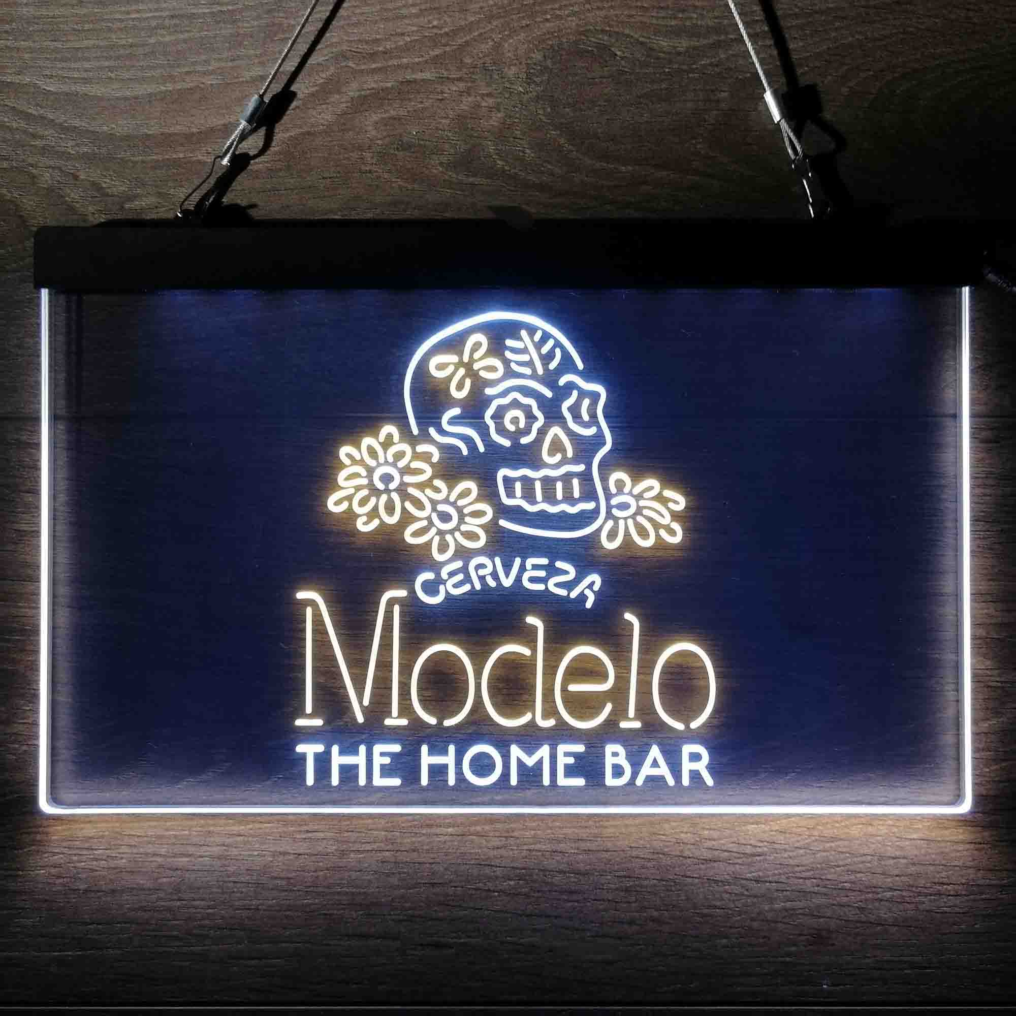 Personalized Cerveza Modelo Skull Neon-Like LED Sign - Custom Wall Decor Gift