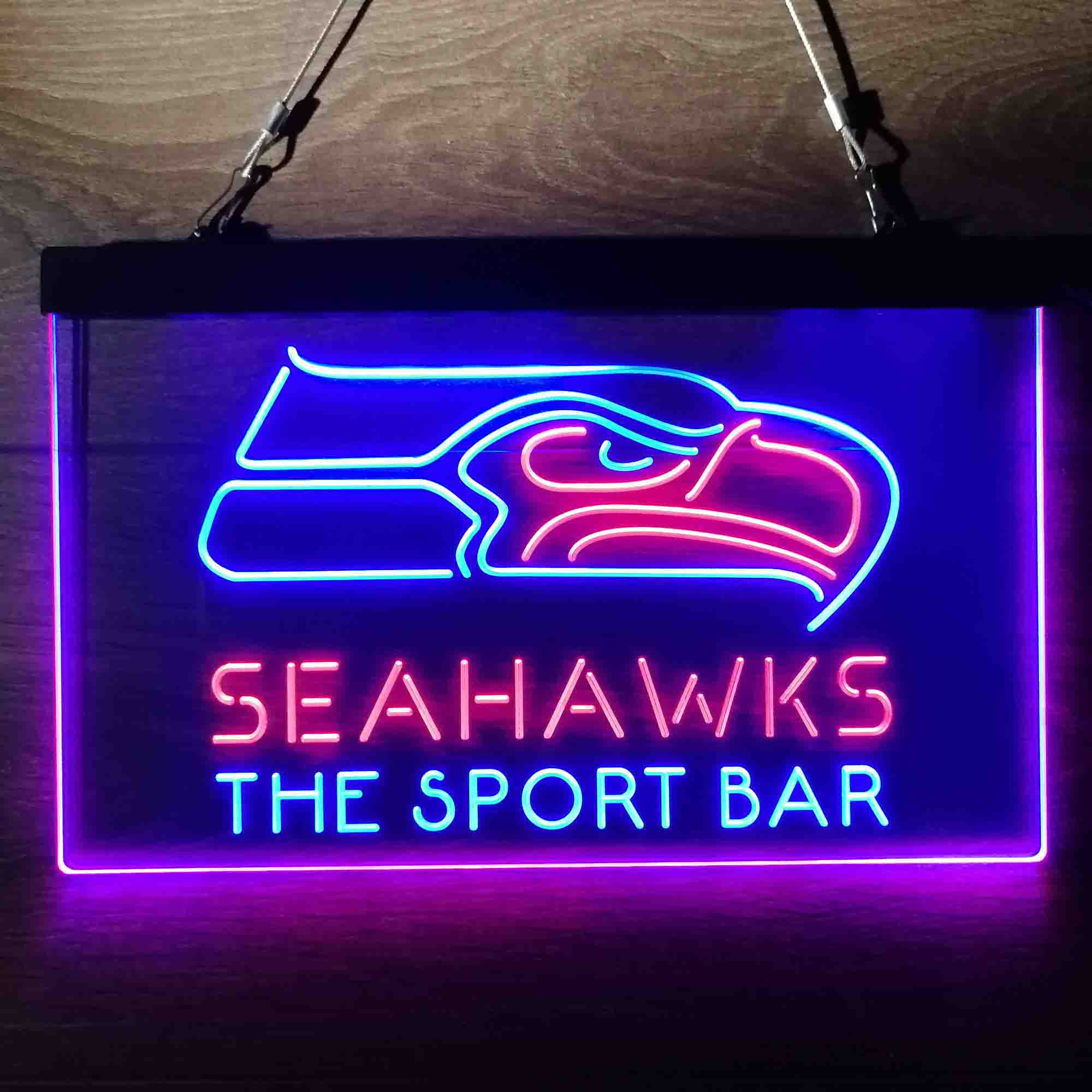 Custom Personalized Seattle Seahawks NFL Football Club Dual Color LED Neon Sign
