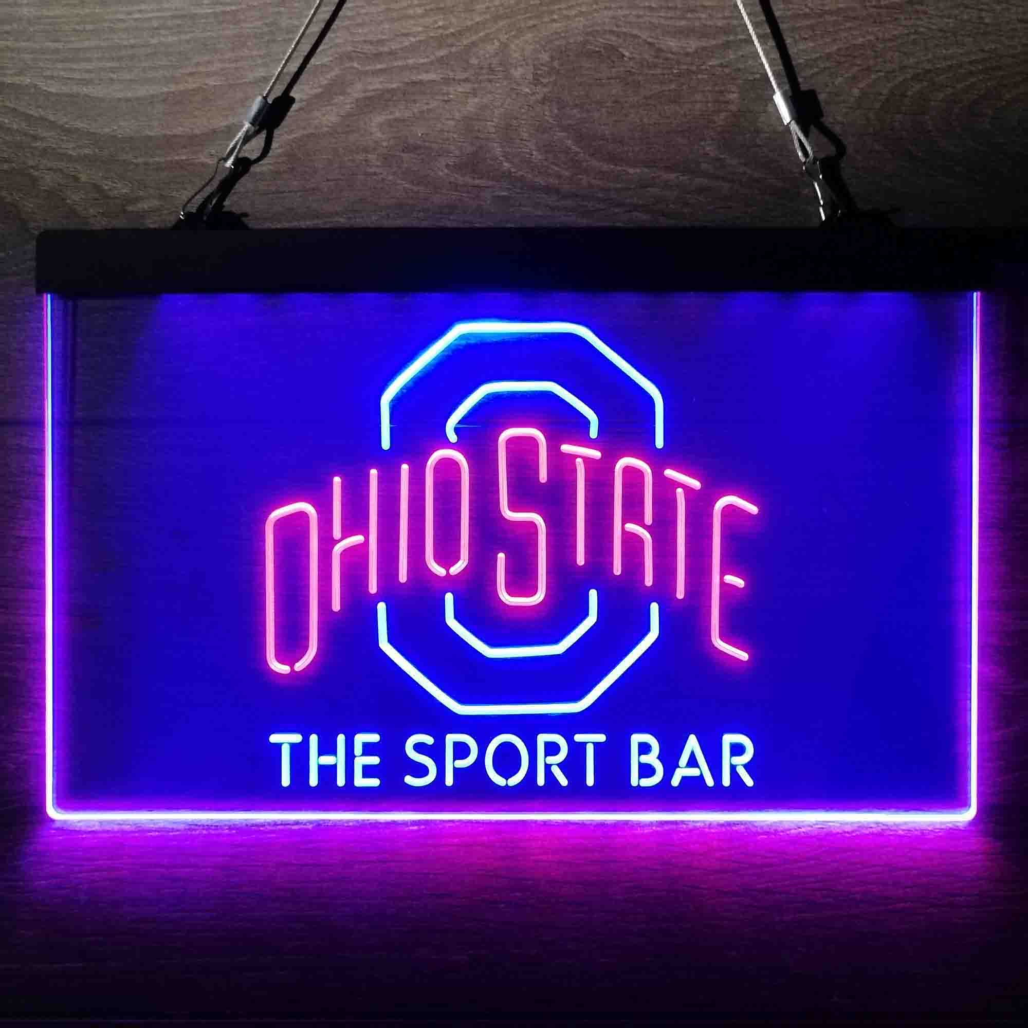 Custom Personalized Ohio State Buckeyes NFL Football Club Dual Color LED Neon Sign