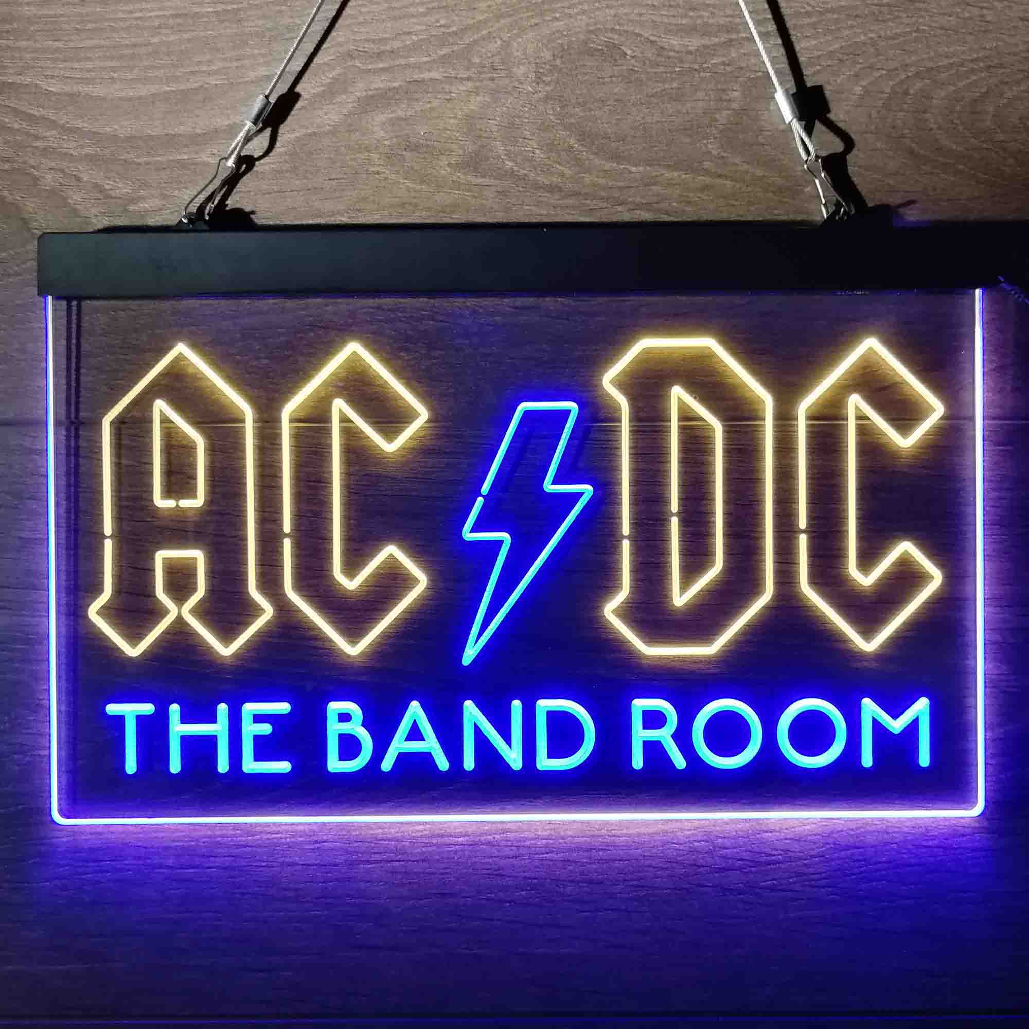 Custom Personalized ACDC Band Music Bar Club Dual Color LED Neon Sign