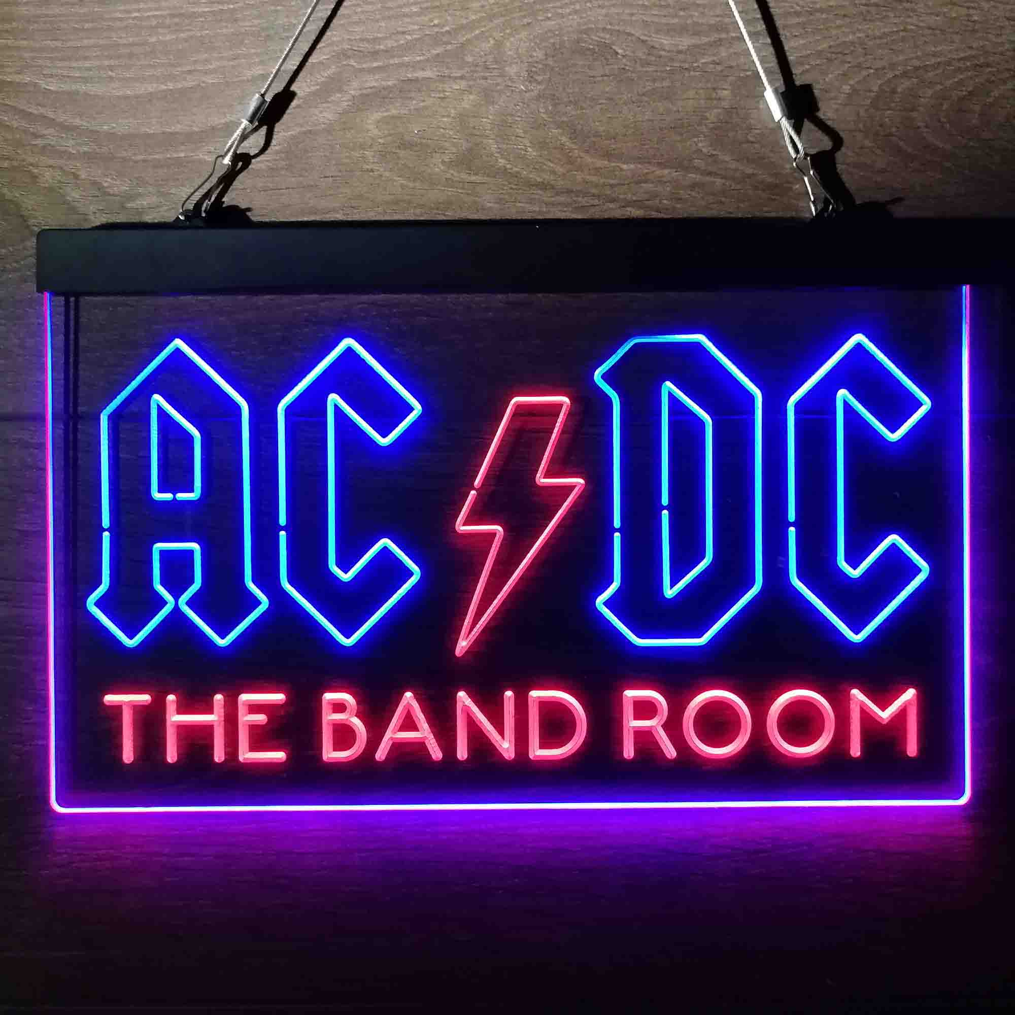 Personalized AC/DC Band Room Music Bar Neon-Like LED Sign - Custom Wall Decor Gift