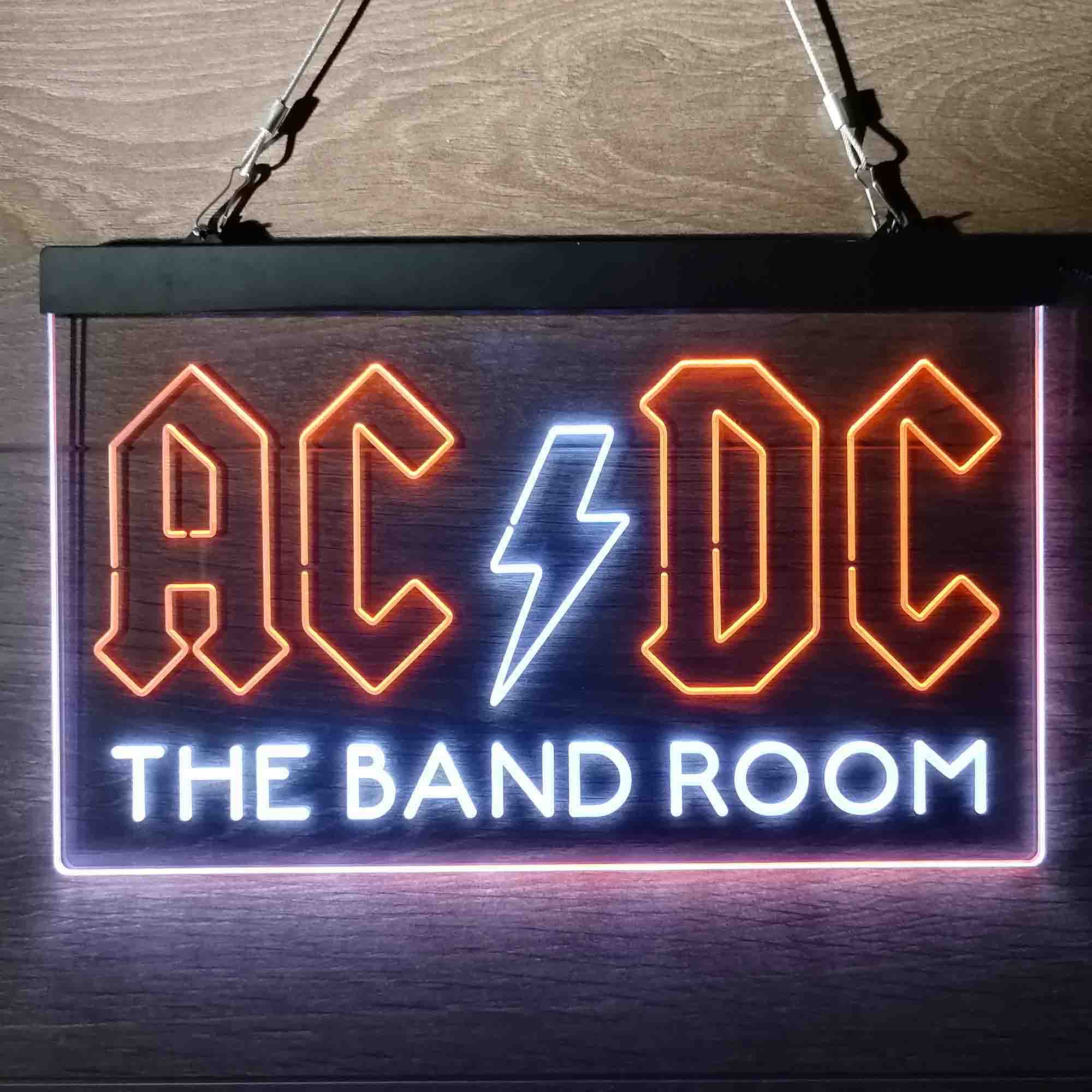 Personalized AC/DC Band Room Music Bar Neon-Like LED Sign - Custom Wall Decor Gift