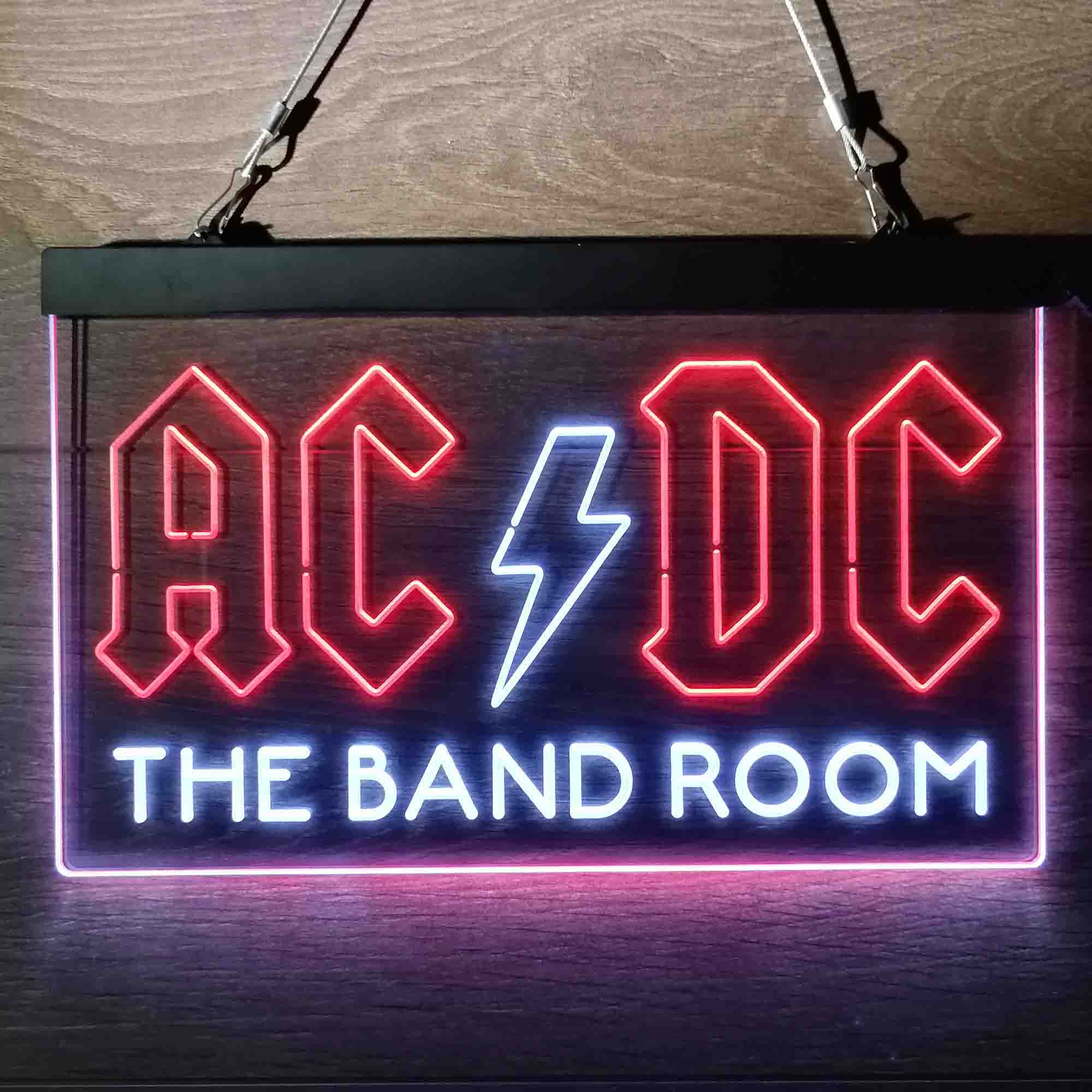 Personalized AC/DC Band Room Music Bar Neon-Like LED Sign - Custom Wall Decor Gift