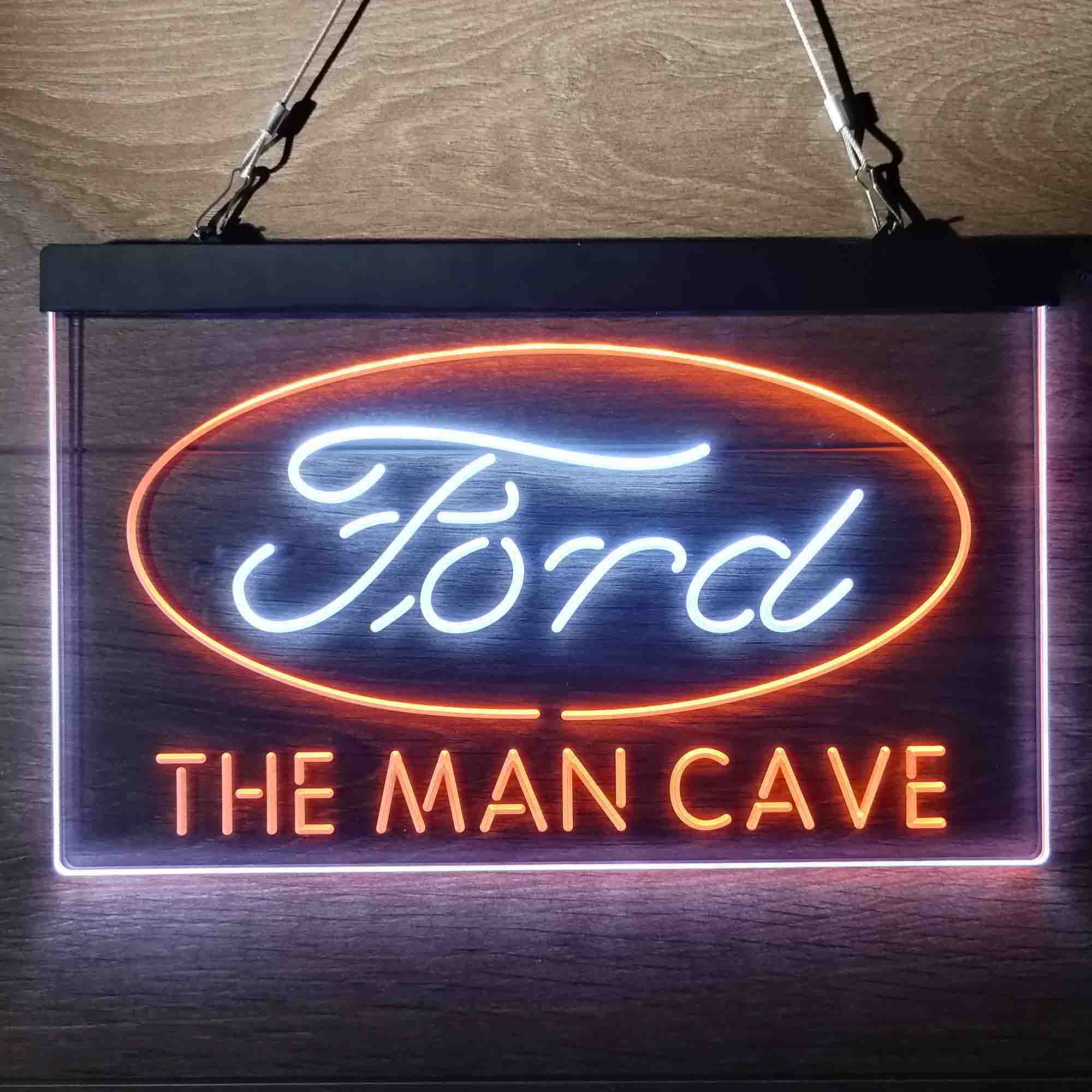 Custom Personalized Ford Badge Car Truck Bar Dual Color LED Neon Sign