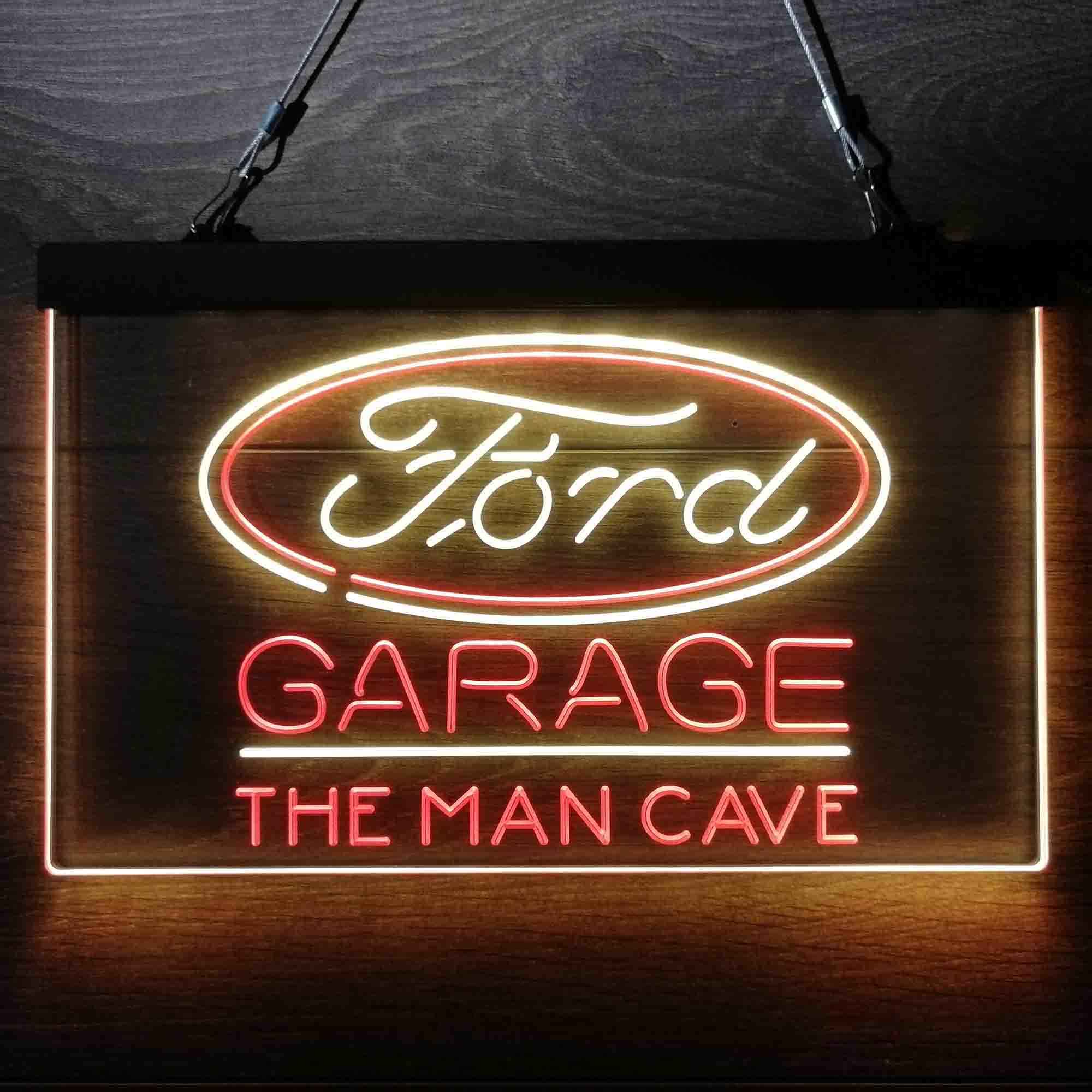 Custom Personalized Ford Garage Car Dual Color LED Neon Sign