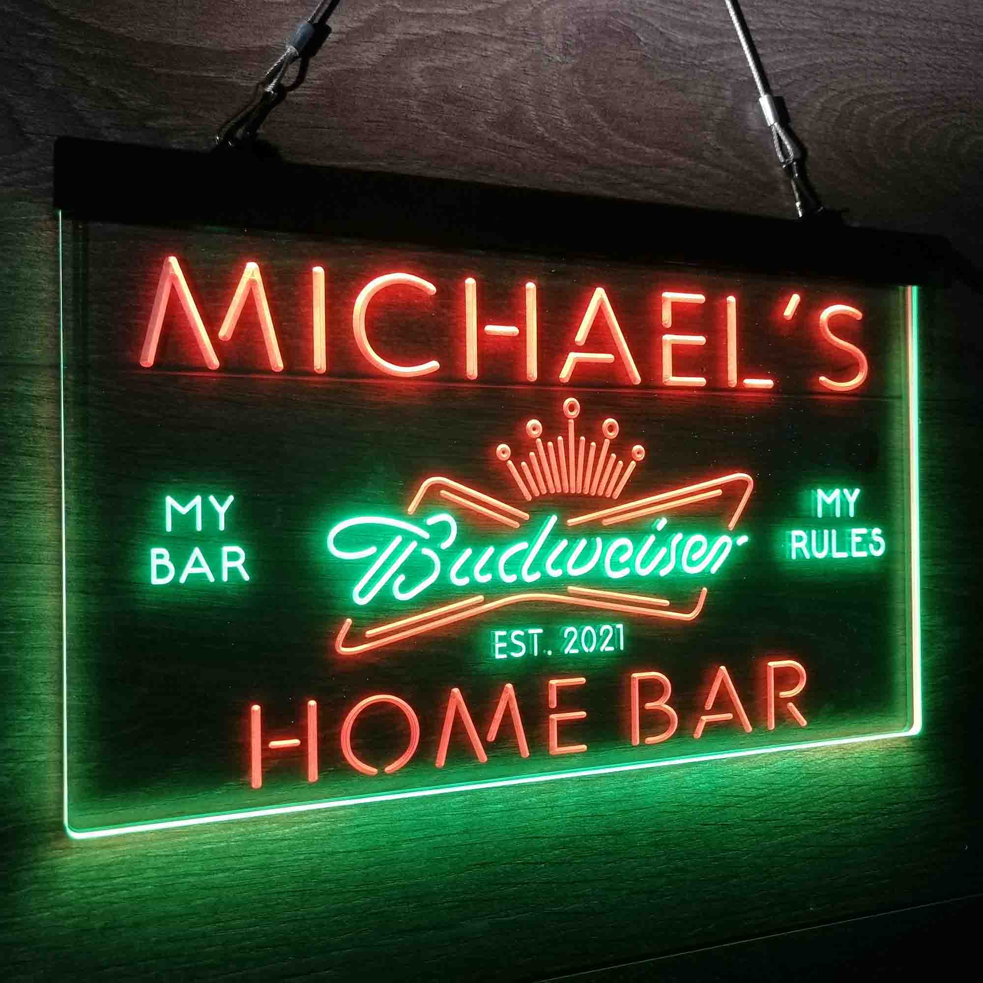 Personalized Budweiser Crown Home Bar Neon-Like LED Sign - ProLedSign