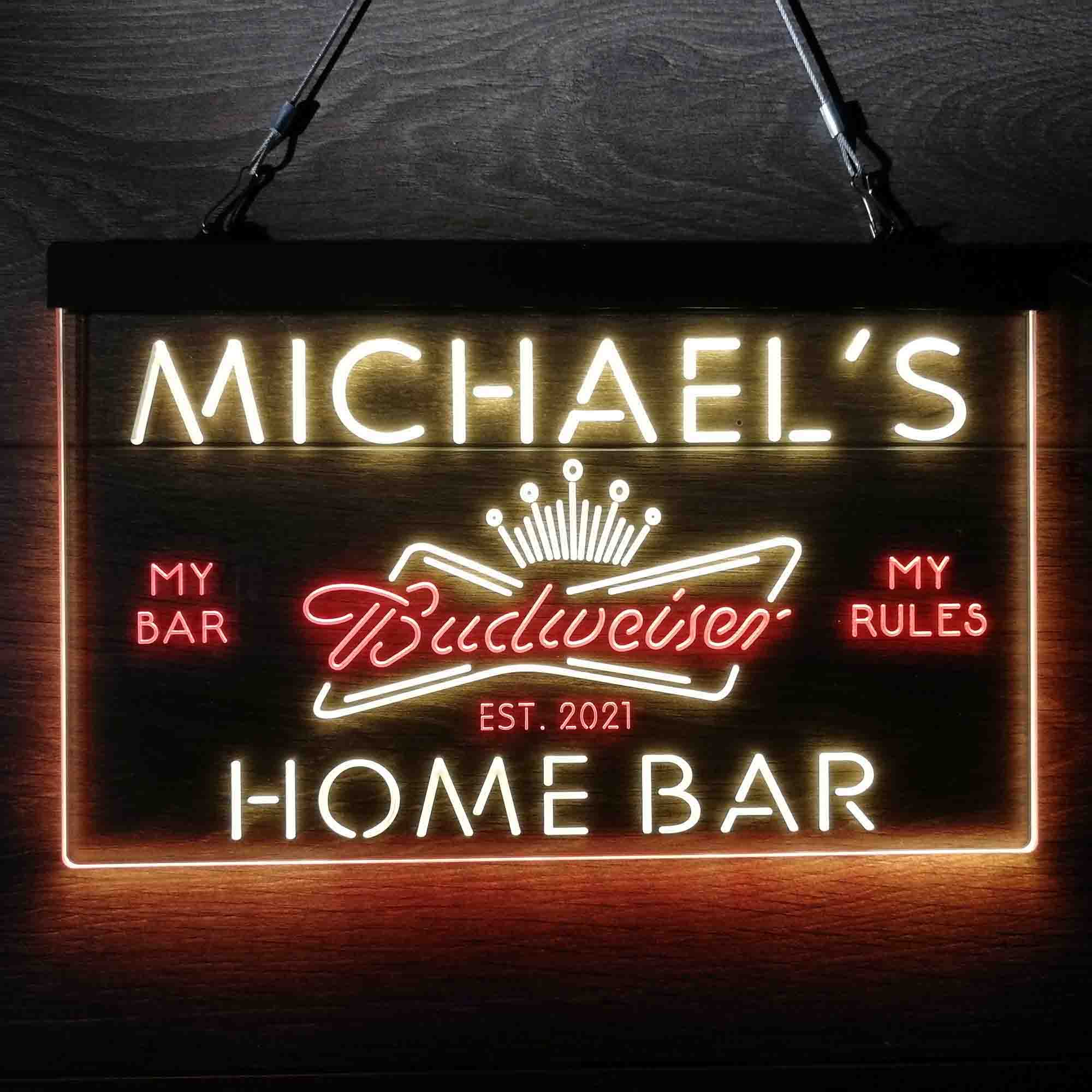 Personalized Budweiser Crown Home Bar Neon-Like LED Sign - ProLedSign