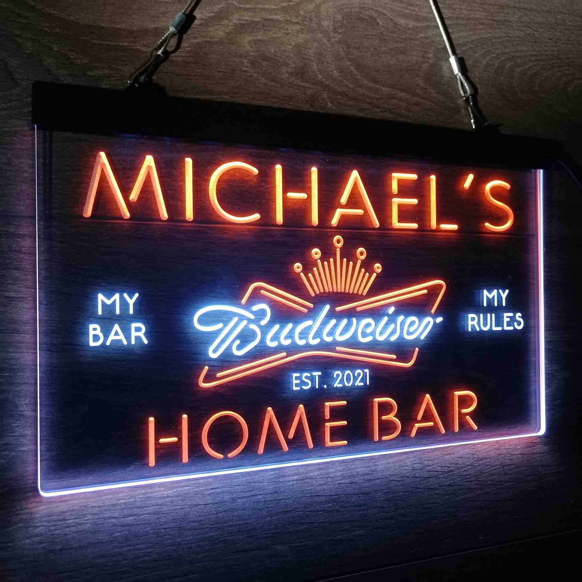 Personalized Budweiser Crown Home Bar Neon-Like LED Sign - ProLedSign