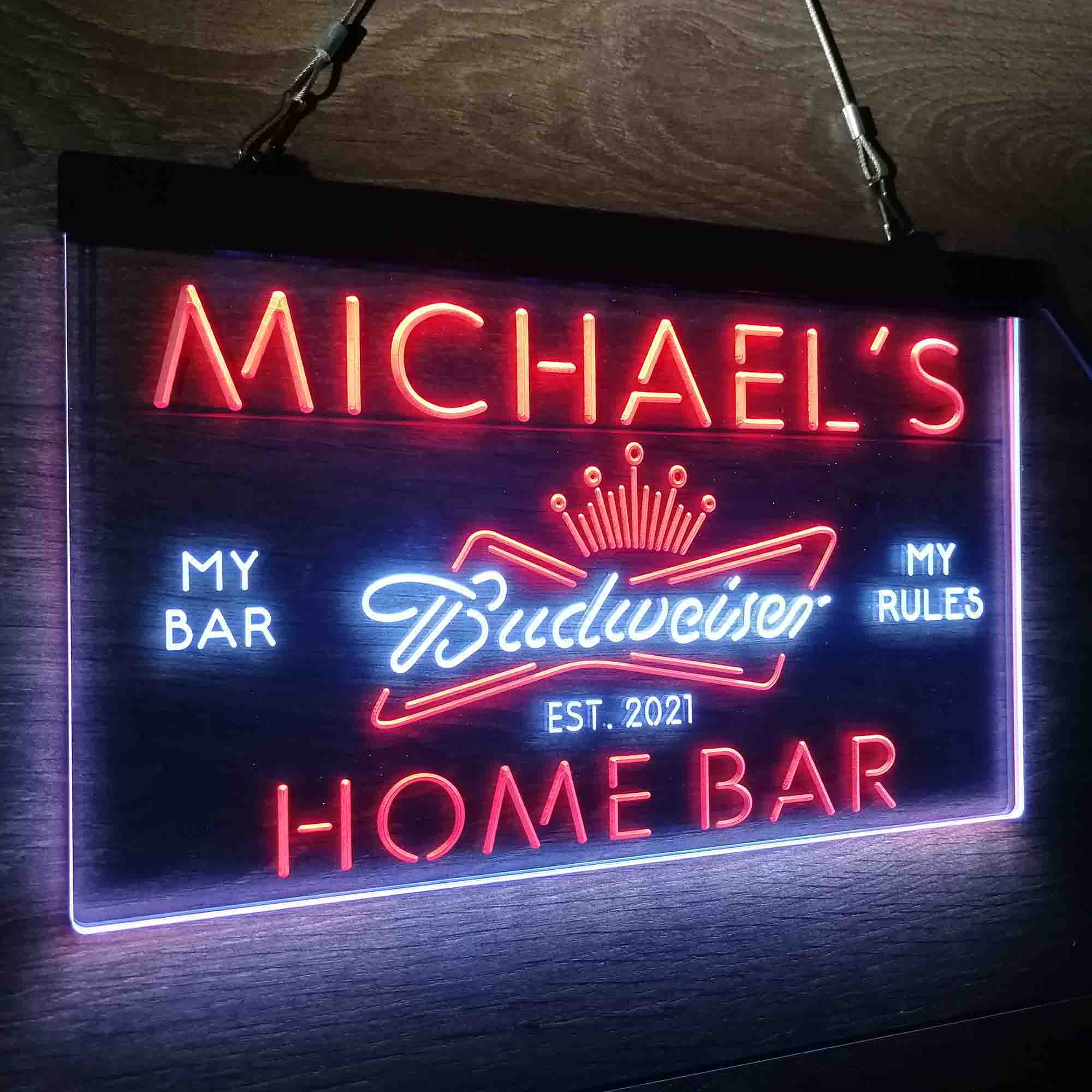 Personalized Budweiser Crown Home Bar Neon-Like LED Sign - ProLedSign