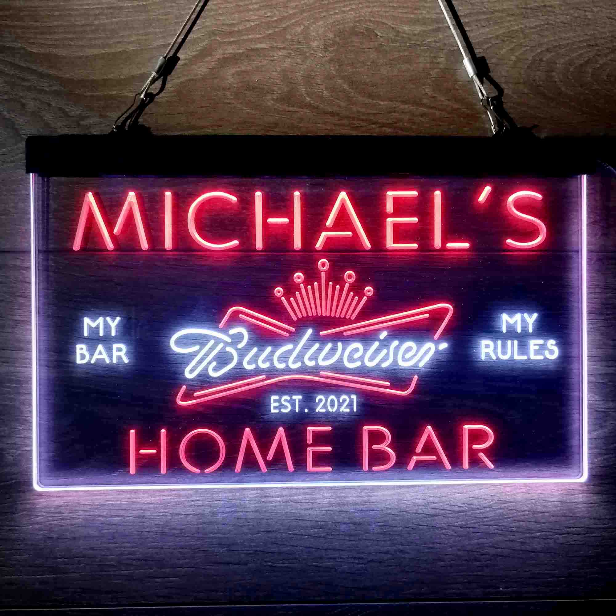 Personalized Budweiser Crown Home Bar Neon-Like LED Sign - ProLedSign