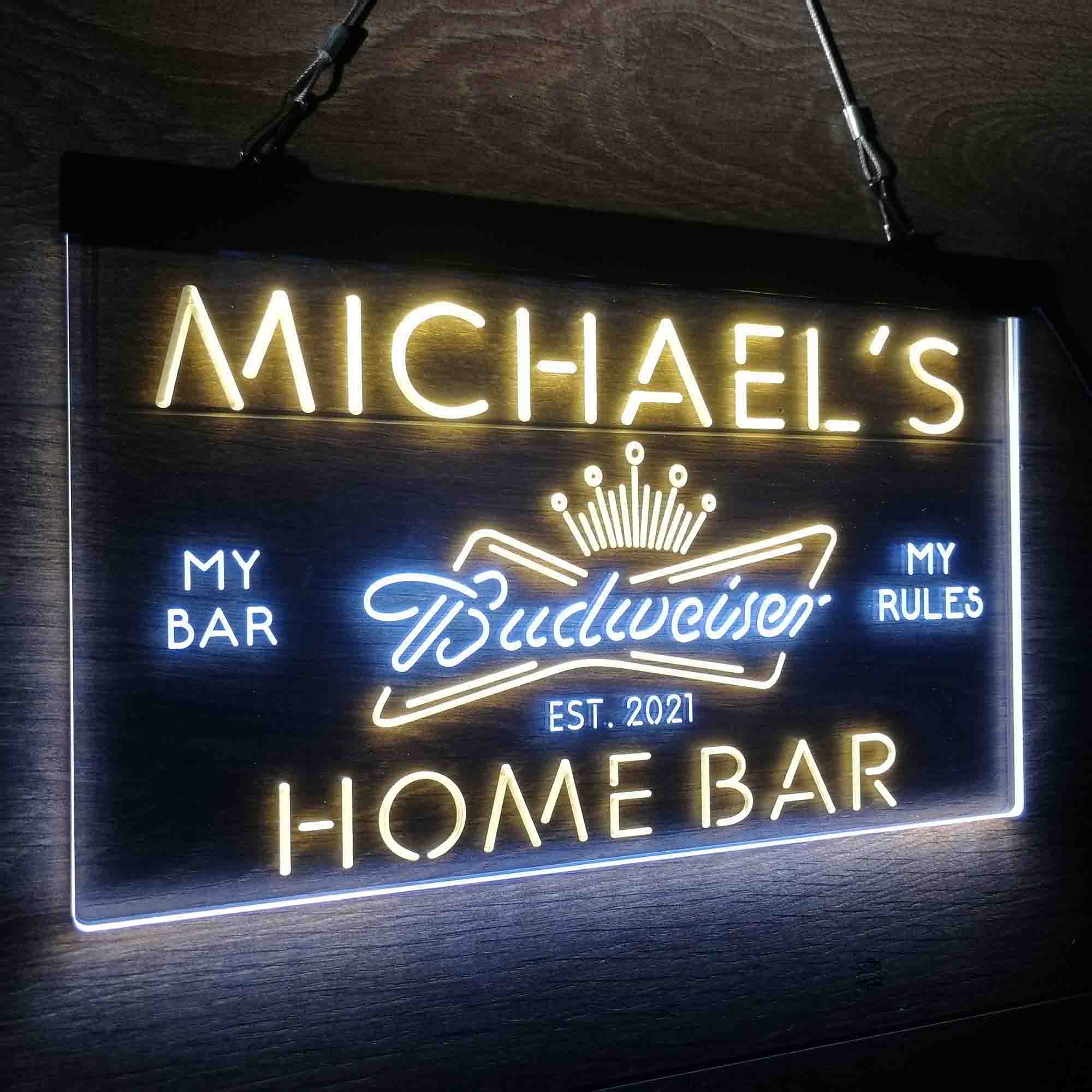 Personalized Budweiser Crown Home Bar Neon-Like LED Sign - ProLedSign