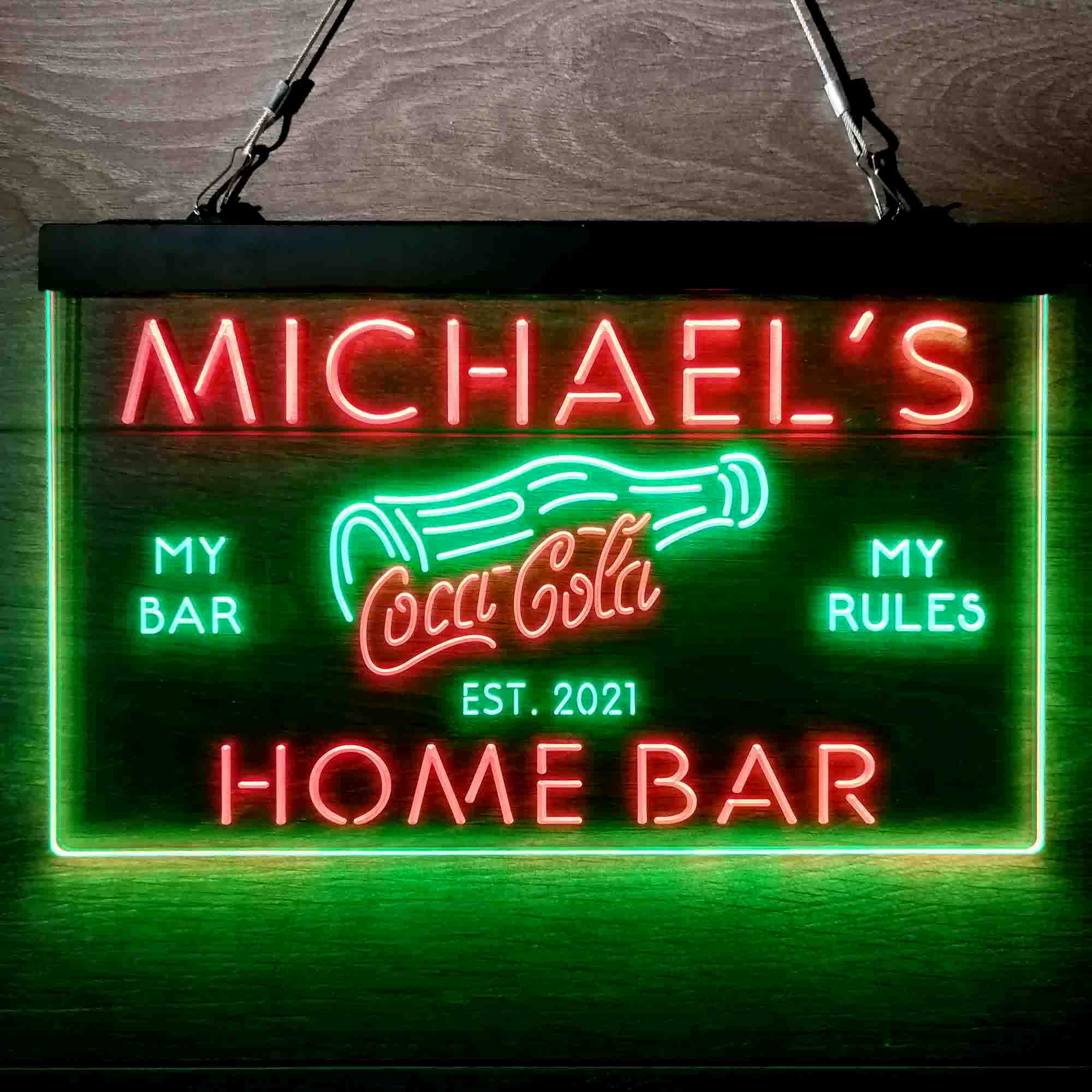 Personalized Coca Cola Bottle Drink Bar Neon-Like LED Sign
