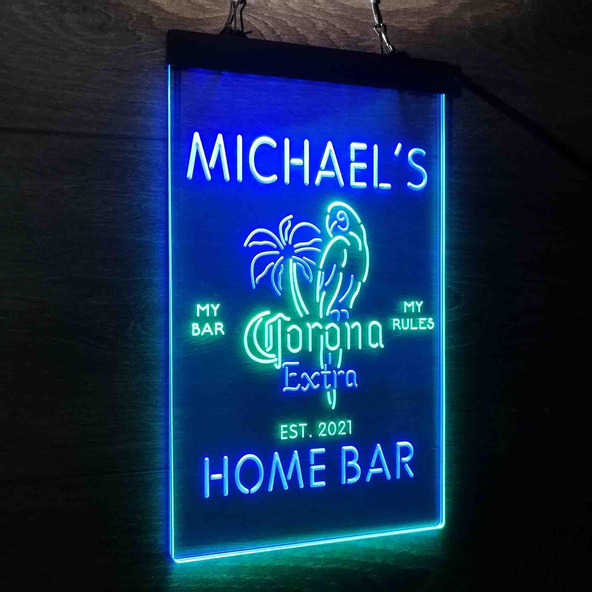 Personalized Corona Extra Parrot Bird Palm Tree Neon-Like LED Sign - ProLedSign
