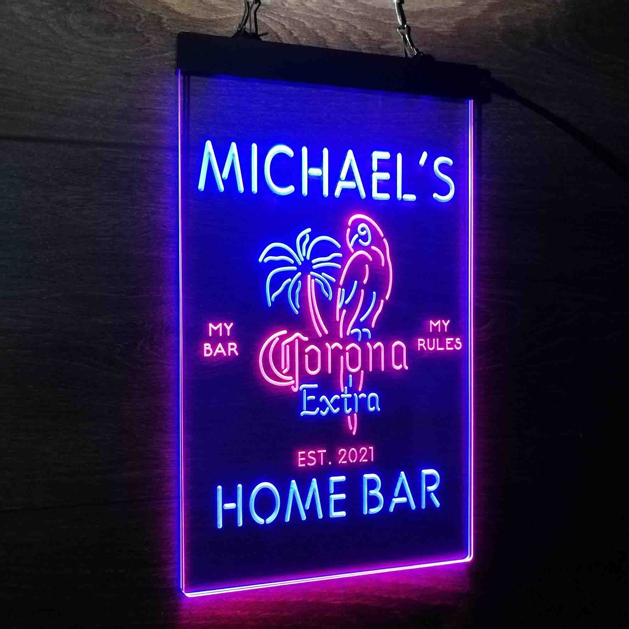 Personalized Corona Extra Parrot Bird Palm Tree Neon-Like LED Sign - ProLedSign