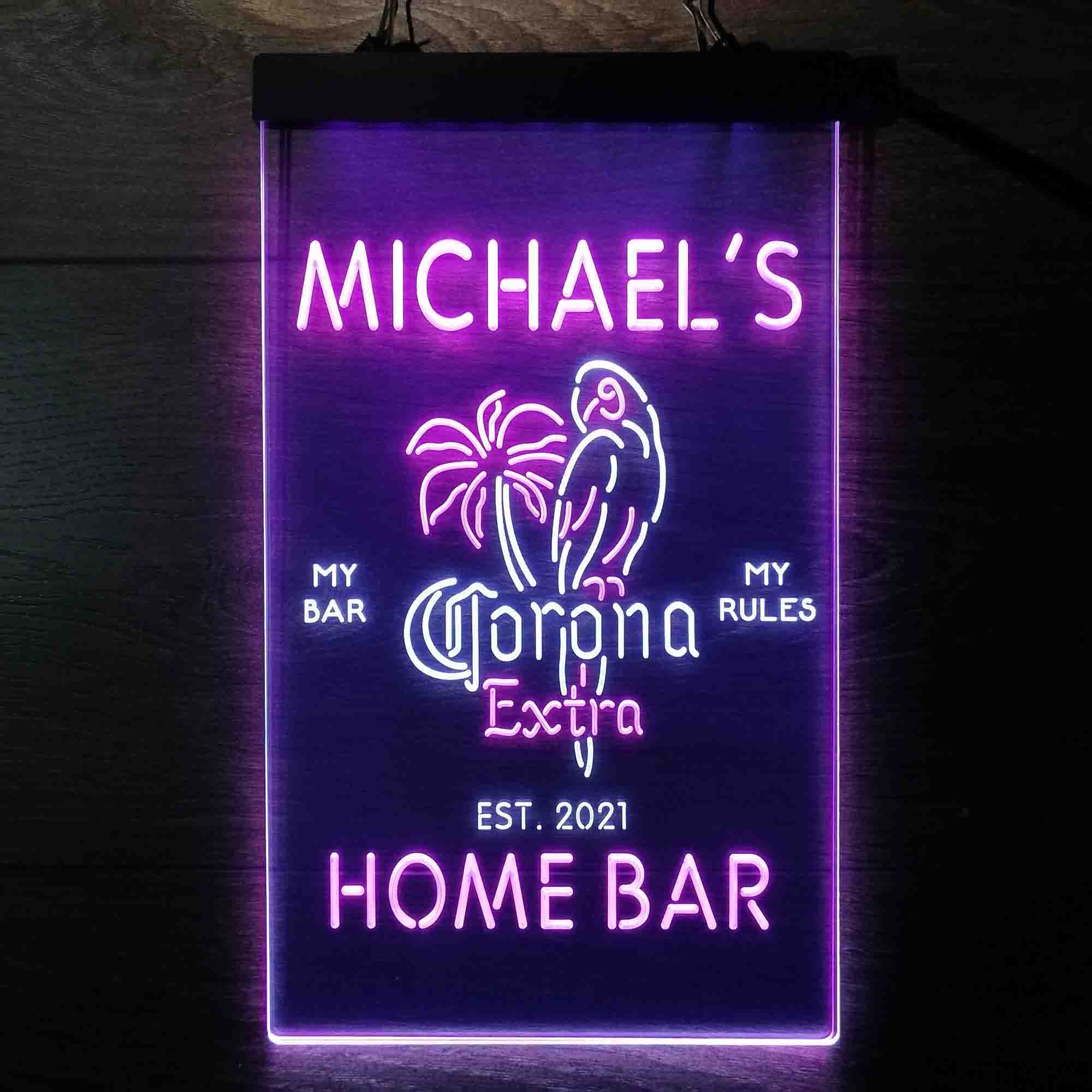 Personalized Corona Extra Parrot Bird Palm Tree Neon-Like LED Sign