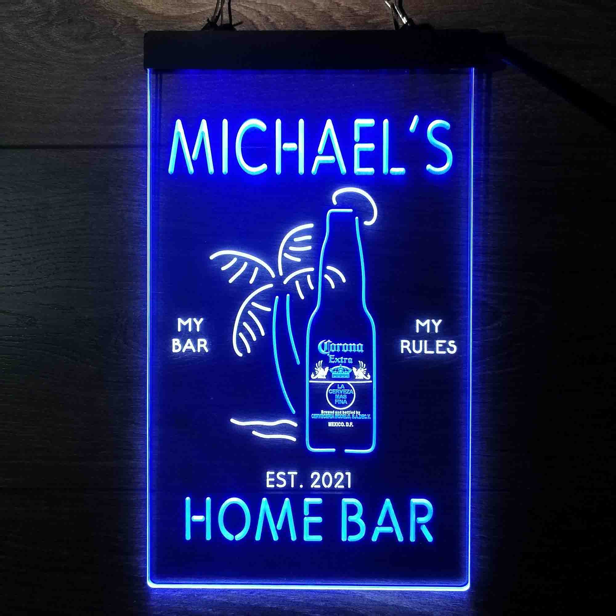 Personalized Corona Extra Bottle Palm Tree Neon-Like LED Sign - ProLedSign