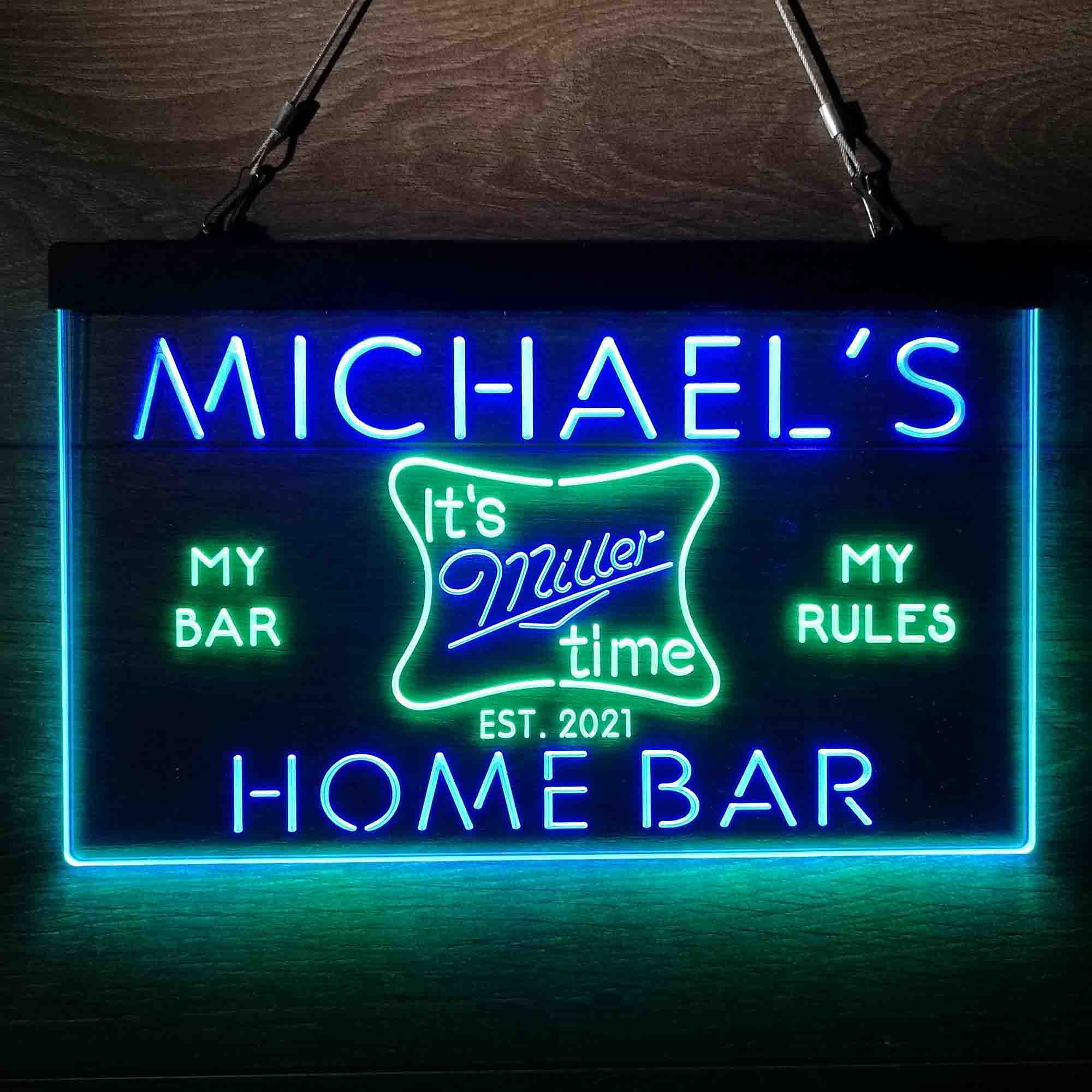 Personalized It's Miller Time Beer Bar Neon-Like LED Sign