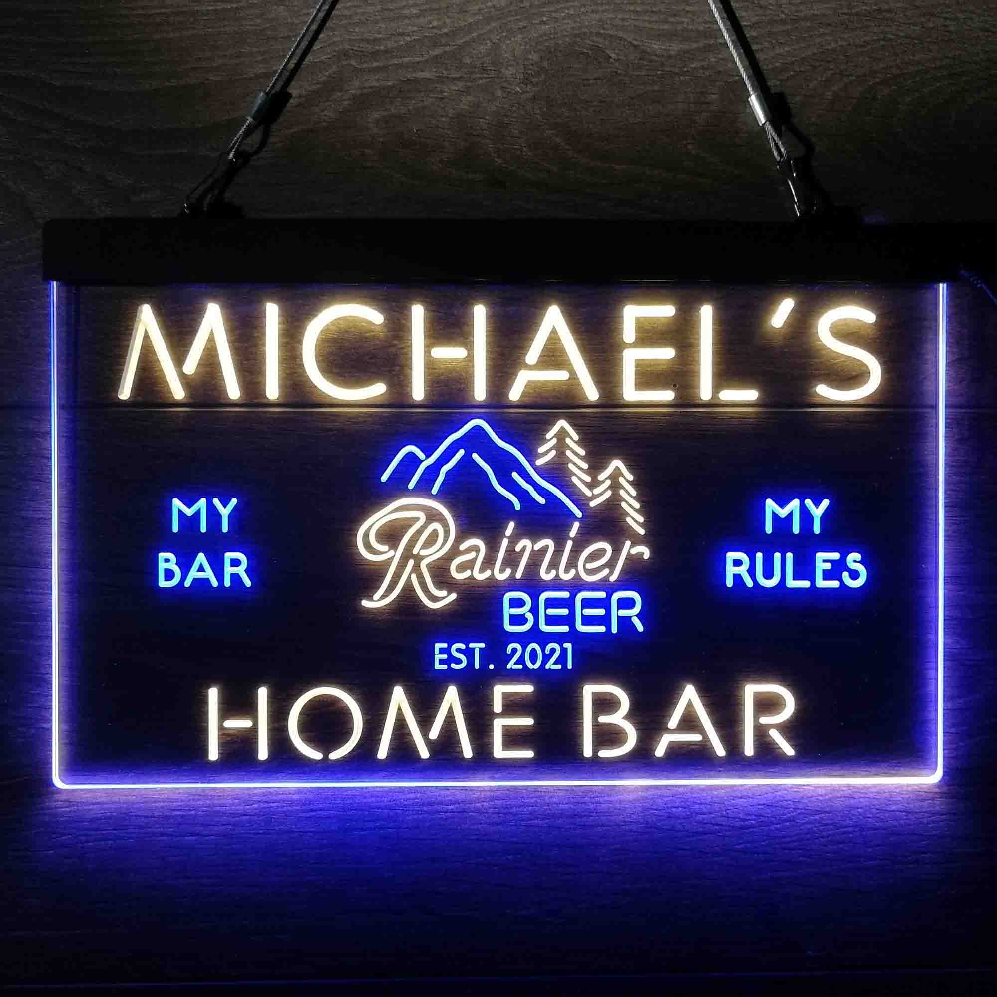 Personalized Rainier Beer Club Mountain Room Décor Neon-Like LED Sign