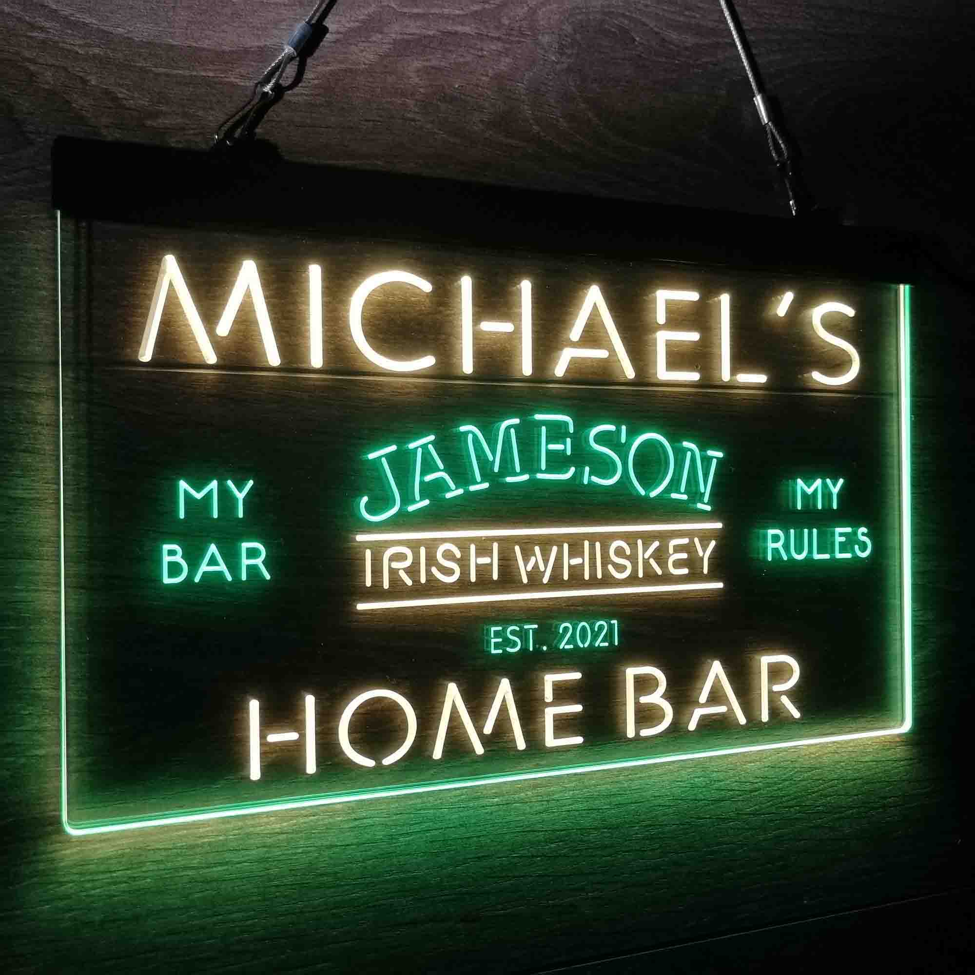Personalized Jameson Irish Whiskey Home Bar Neon-Like LED Sign - ProLedSign