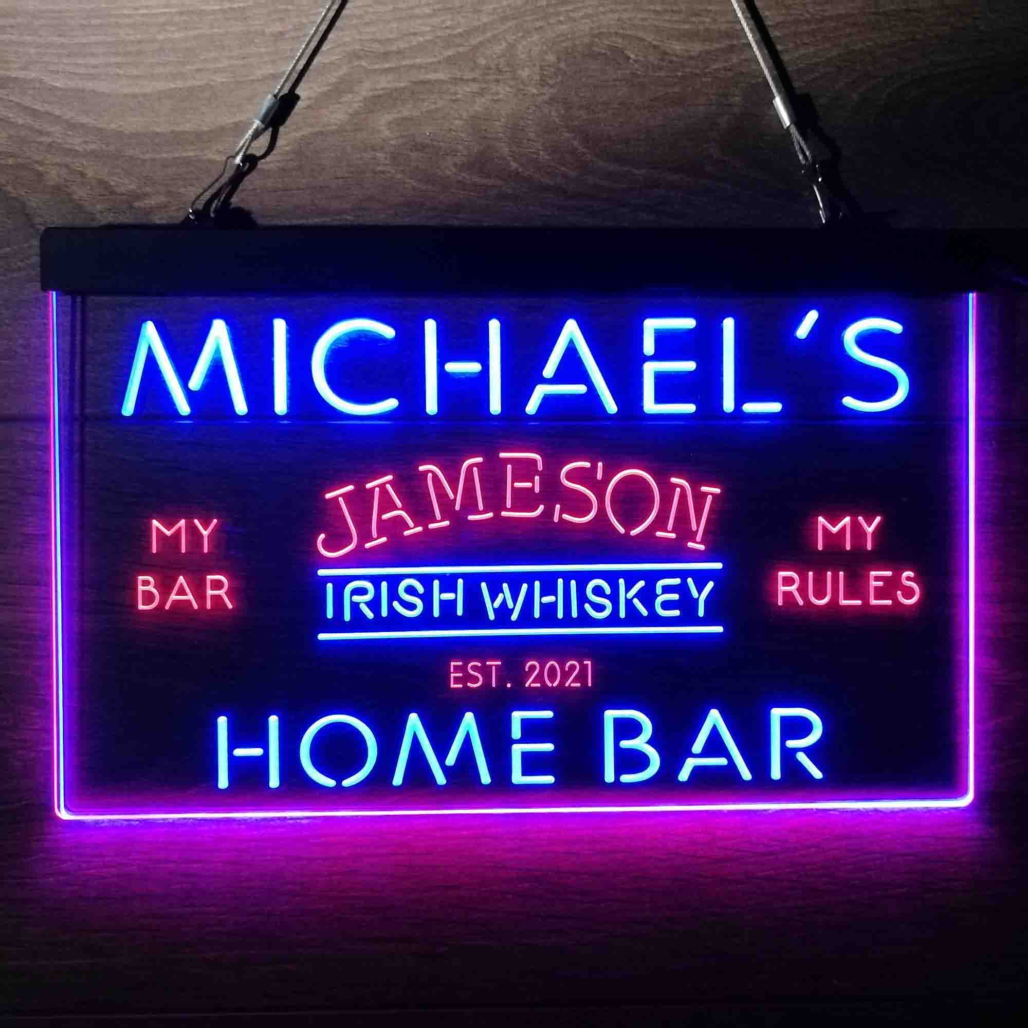 Personalized Jameson Irish Whiskey Home Bar Neon-Like LED Sign - ProLedSign