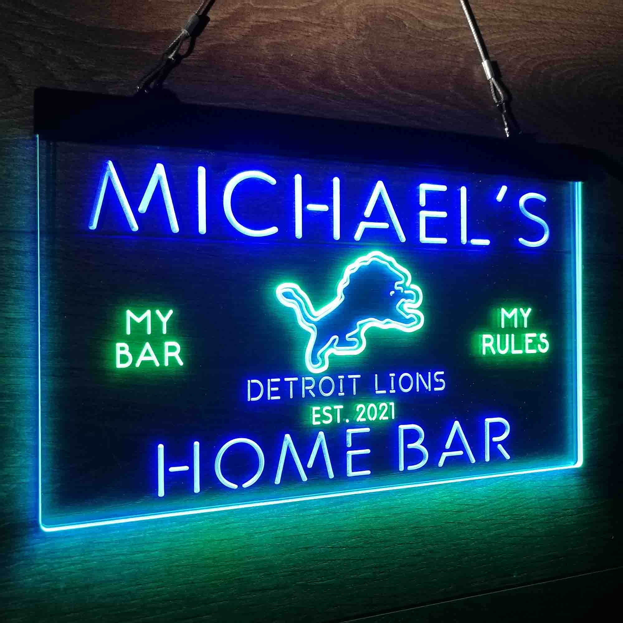 Personalized Detroits Lion Football Bar Neon-Like LED Sign - ProLedSign