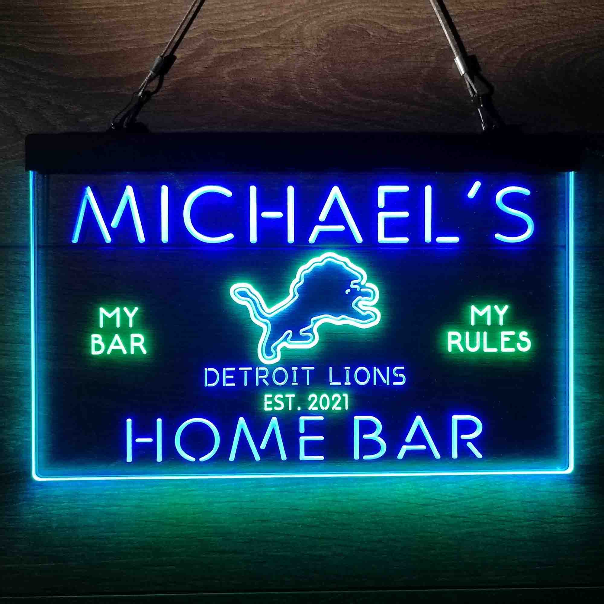 Personalized Detroits Lion Football Bar Neon-Like LED Sign - ProLedSign