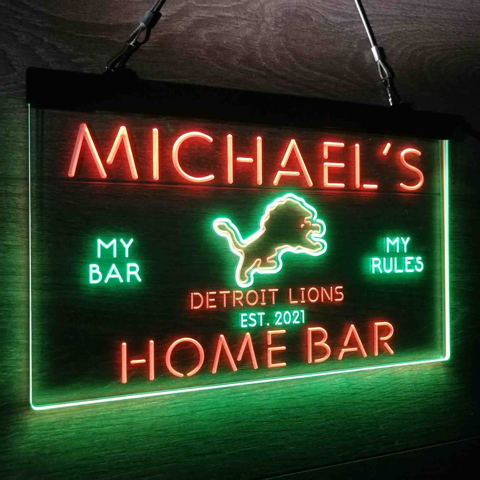 Personalized Detroits Lion Football Bar Neon-Like LED Sign - ProLedSign