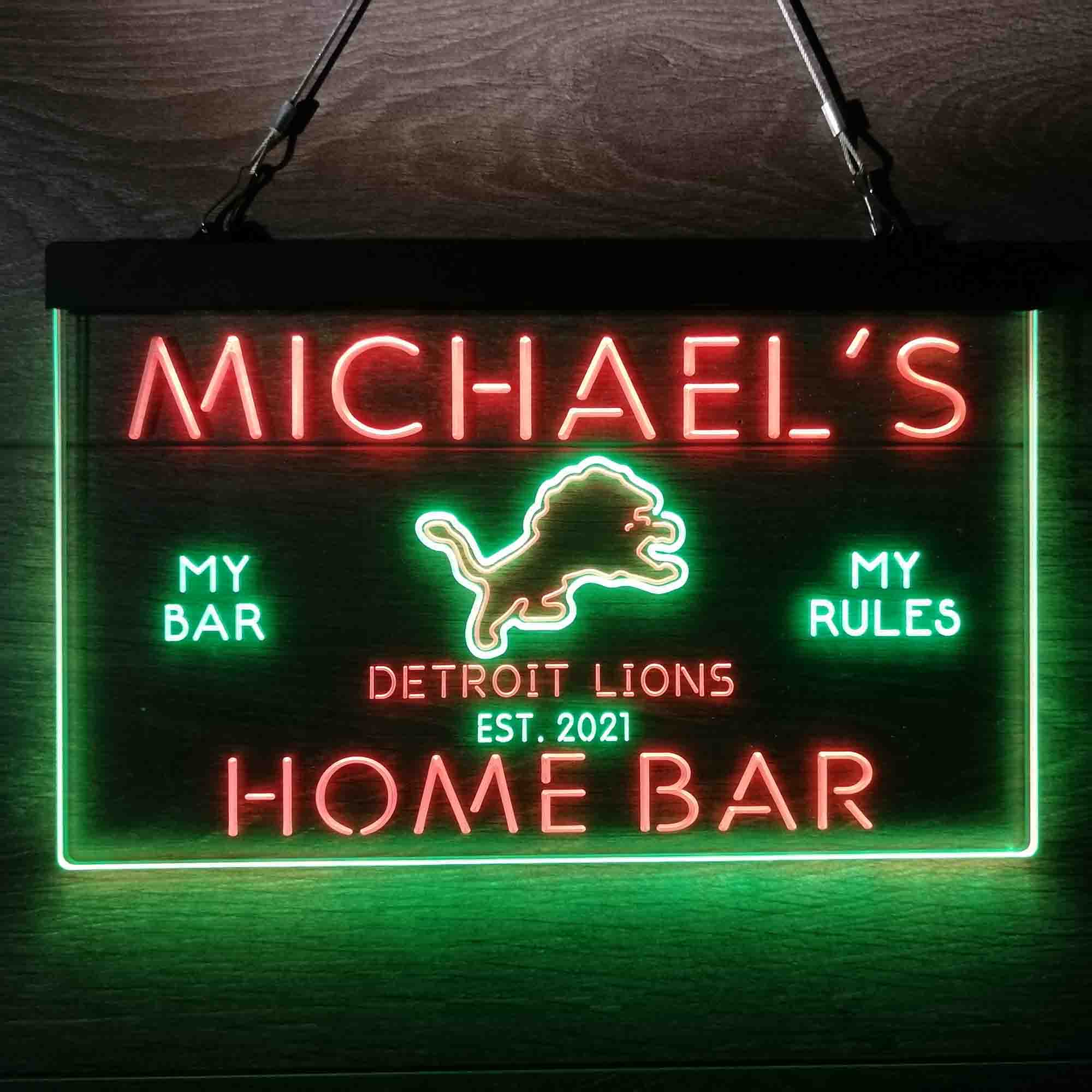 Personalized Detroits Lion Football Bar Neon-Like LED Sign - ProLedSign