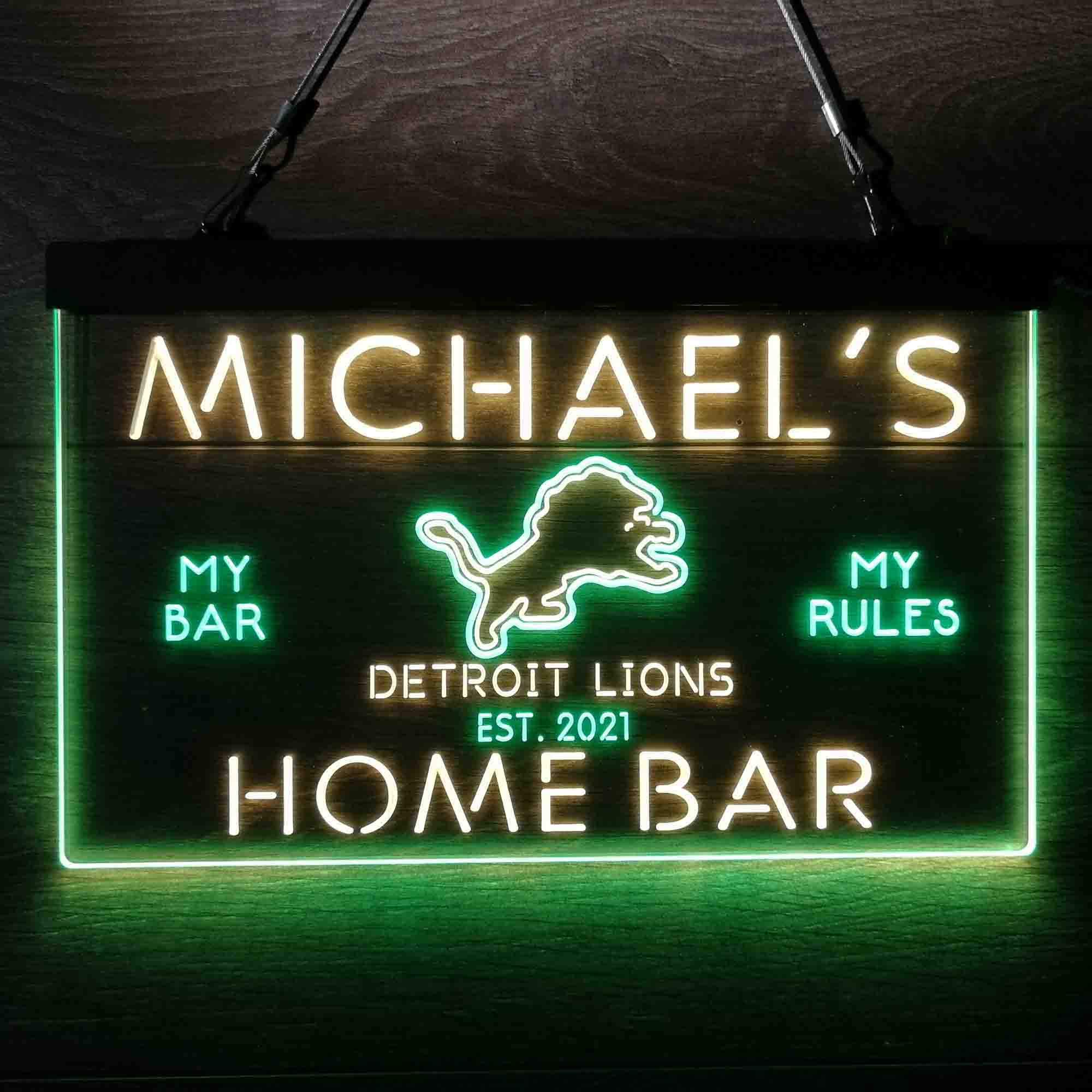 Personalized Detroits Lion Football Bar Neon-Like LED Sign - ProLedSign