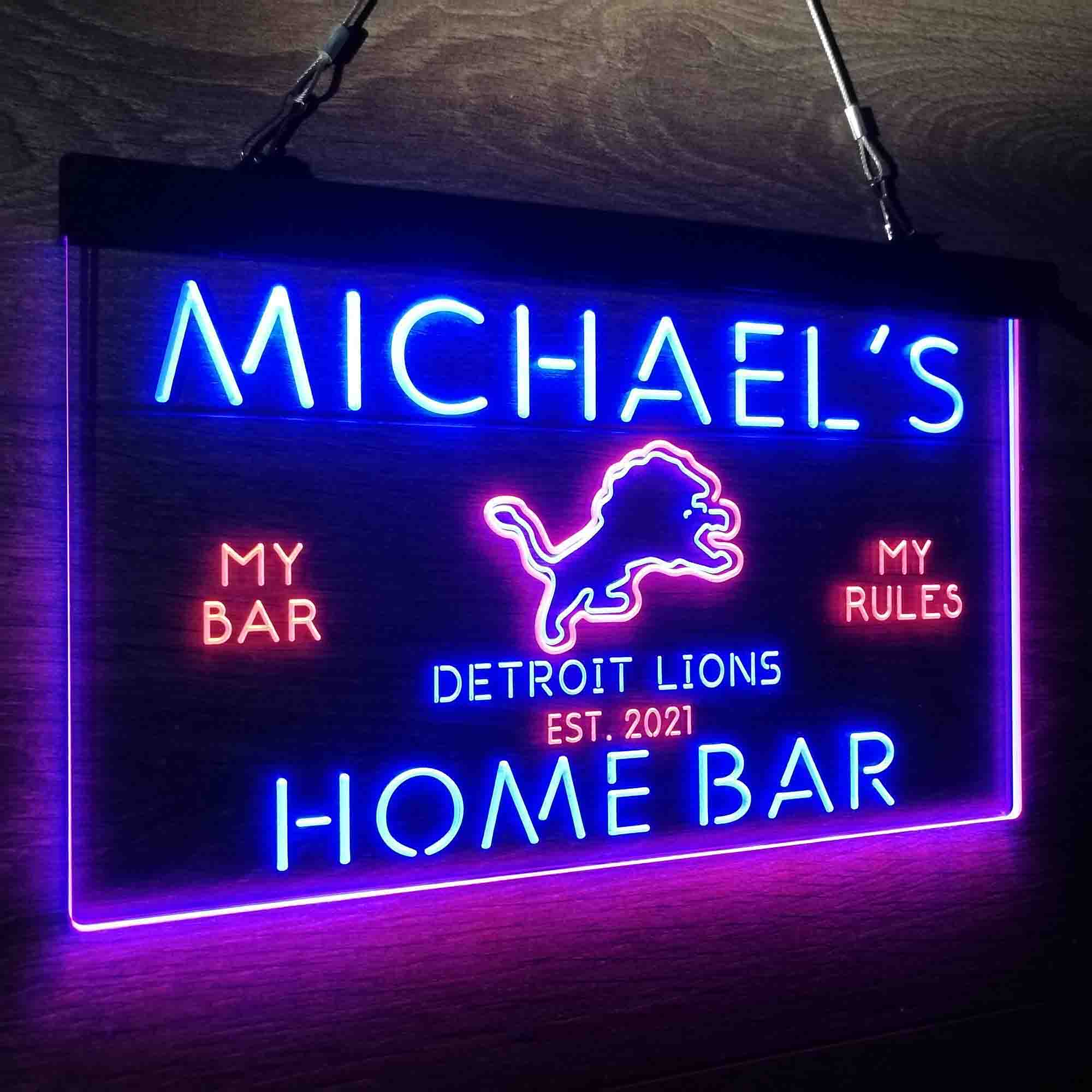 Personalized Detroits Lion Football Bar Neon-Like LED Sign - ProLedSign