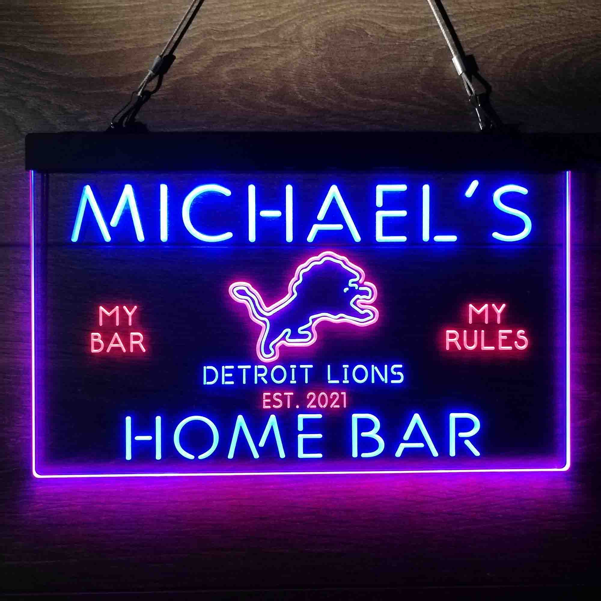 Personalized Detroits Lion Football Bar Neon-Like LED Sign - ProLedSign