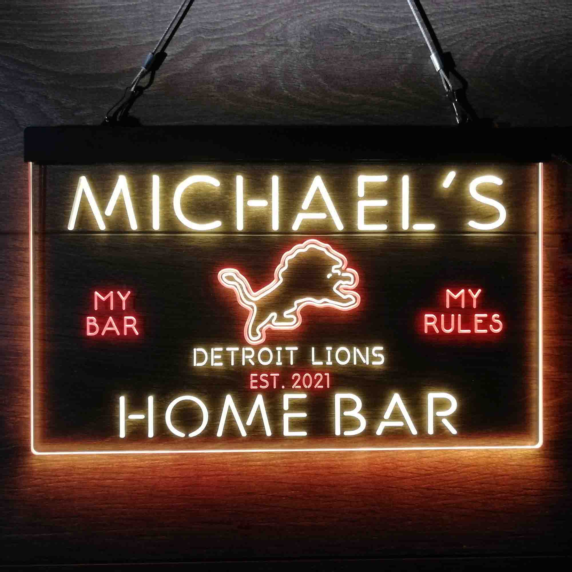 Personalized Detroits Lion Football Bar Neon-Like LED Sign - ProLedSign