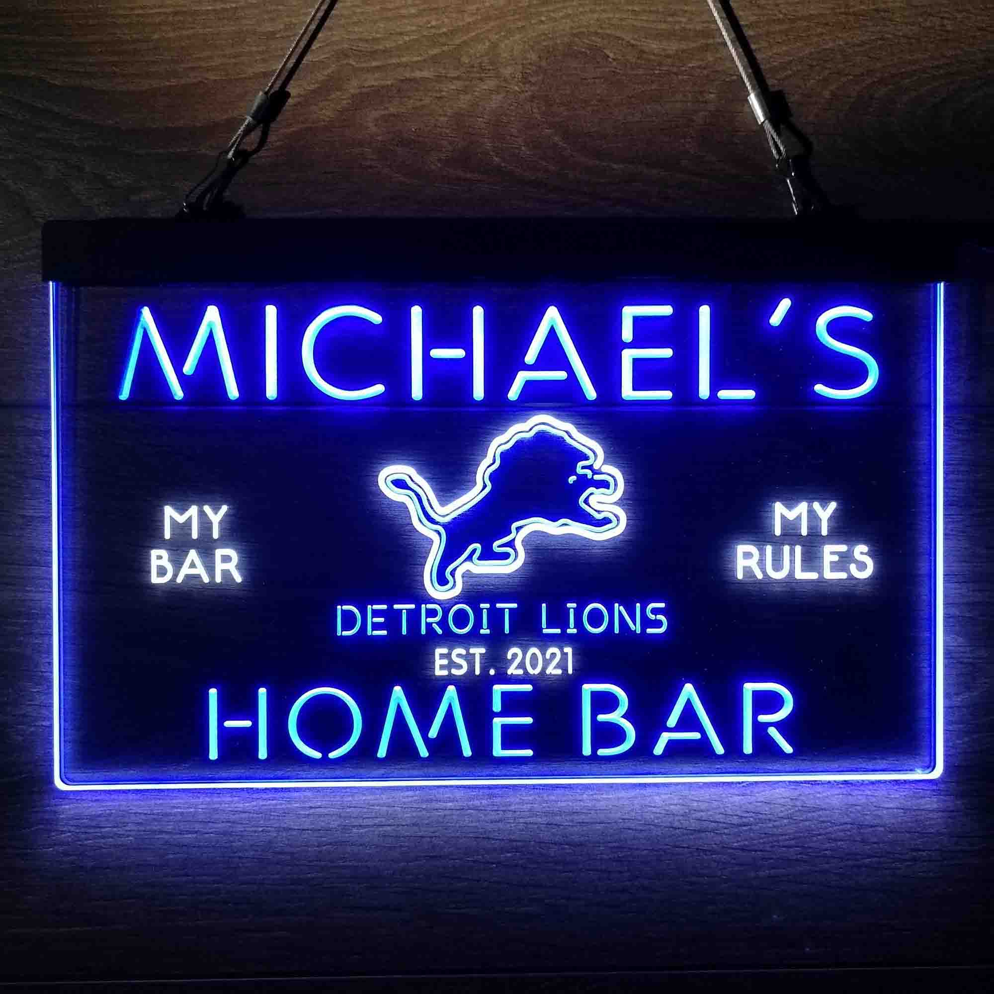 Personalized Detroits Lion Football Bar Neon-Like LED Sign - ProLedSign