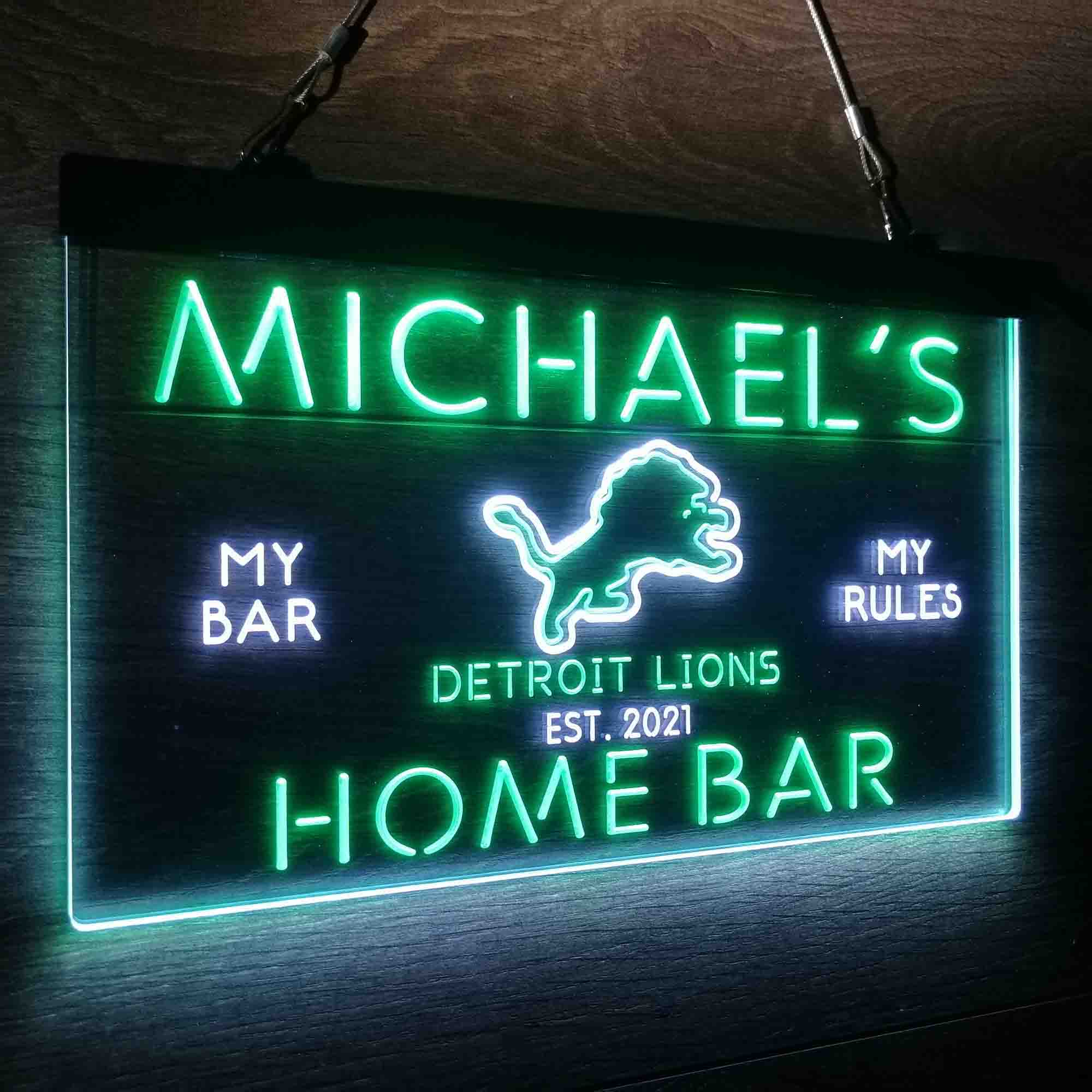 Personalized Detroits Lion Football Bar Neon-Like LED Sign - ProLedSign