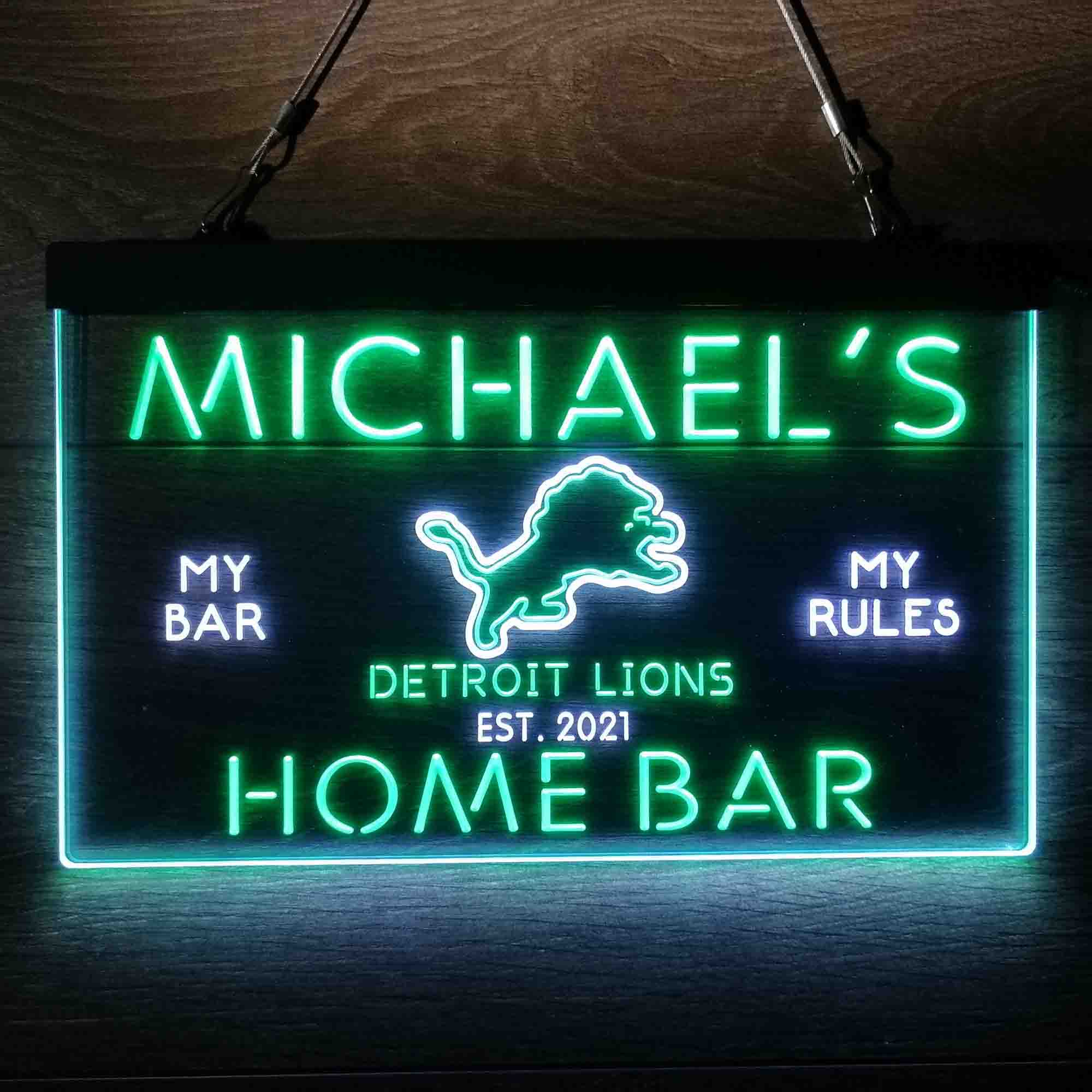 Personalized Detroits Lion Football Bar Neon-Like LED Sign - ProLedSign