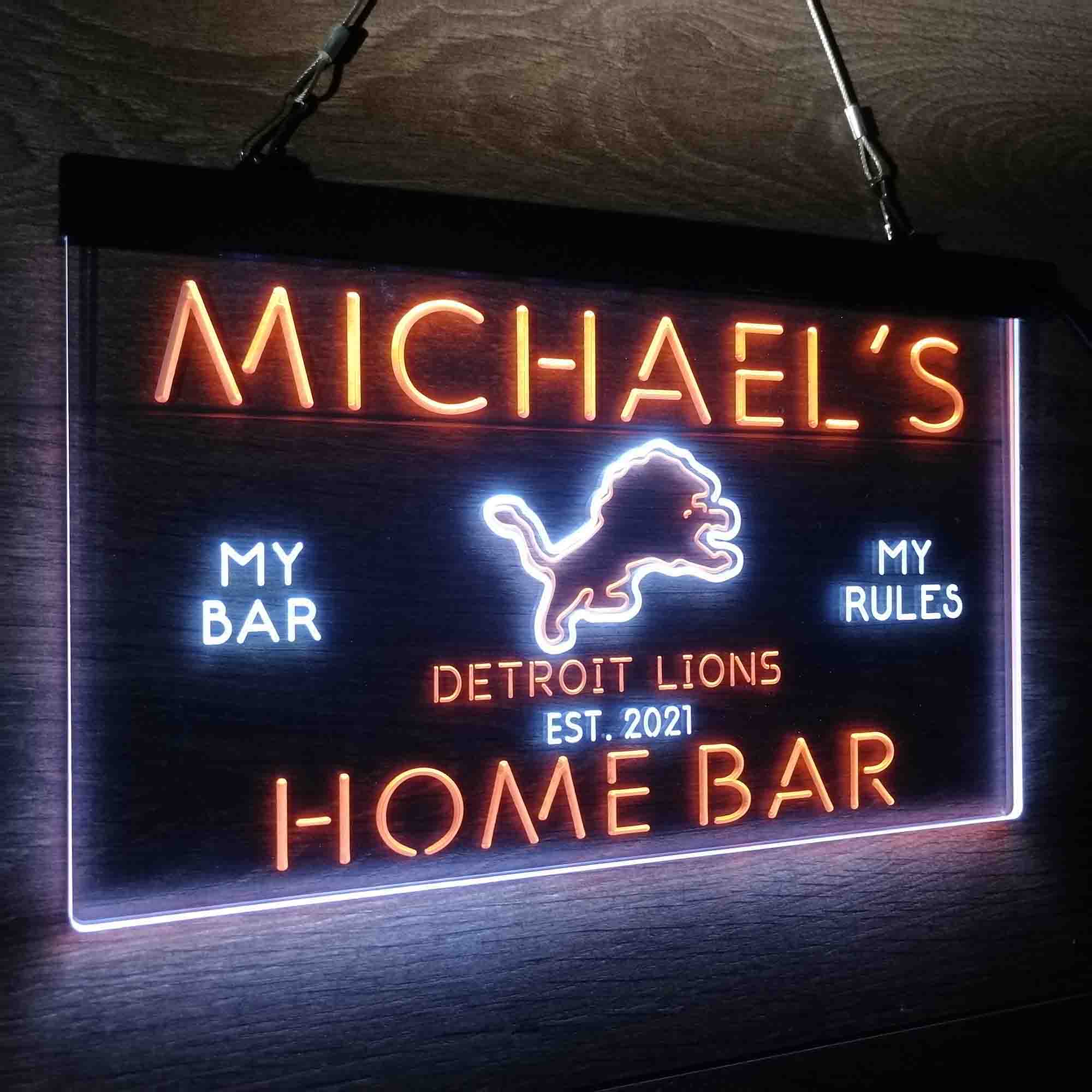 Personalized Detroits Lion Football Bar Neon-Like LED Sign - ProLedSign