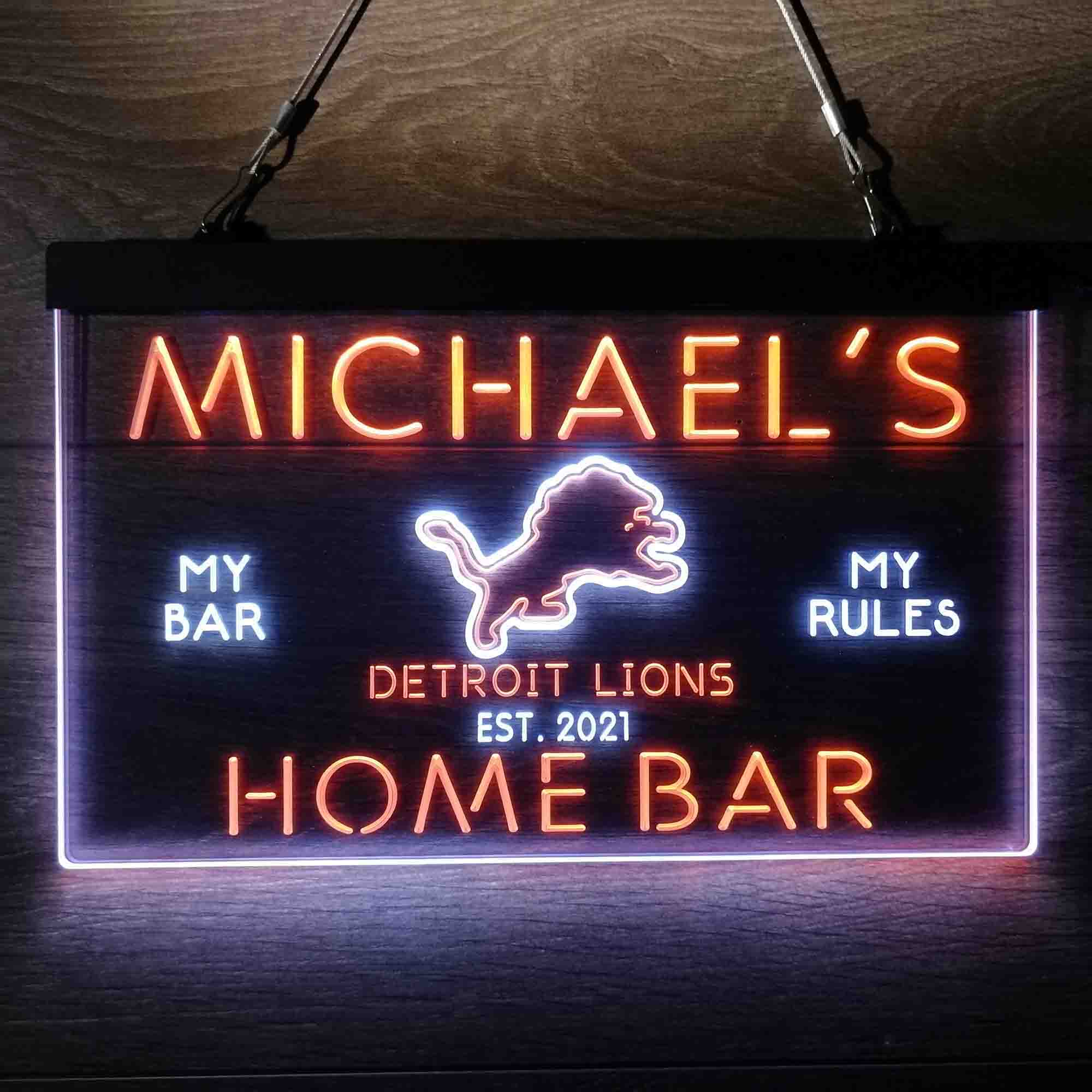 Personalized Detroits Lion Football Bar Neon-Like LED Sign - ProLedSign